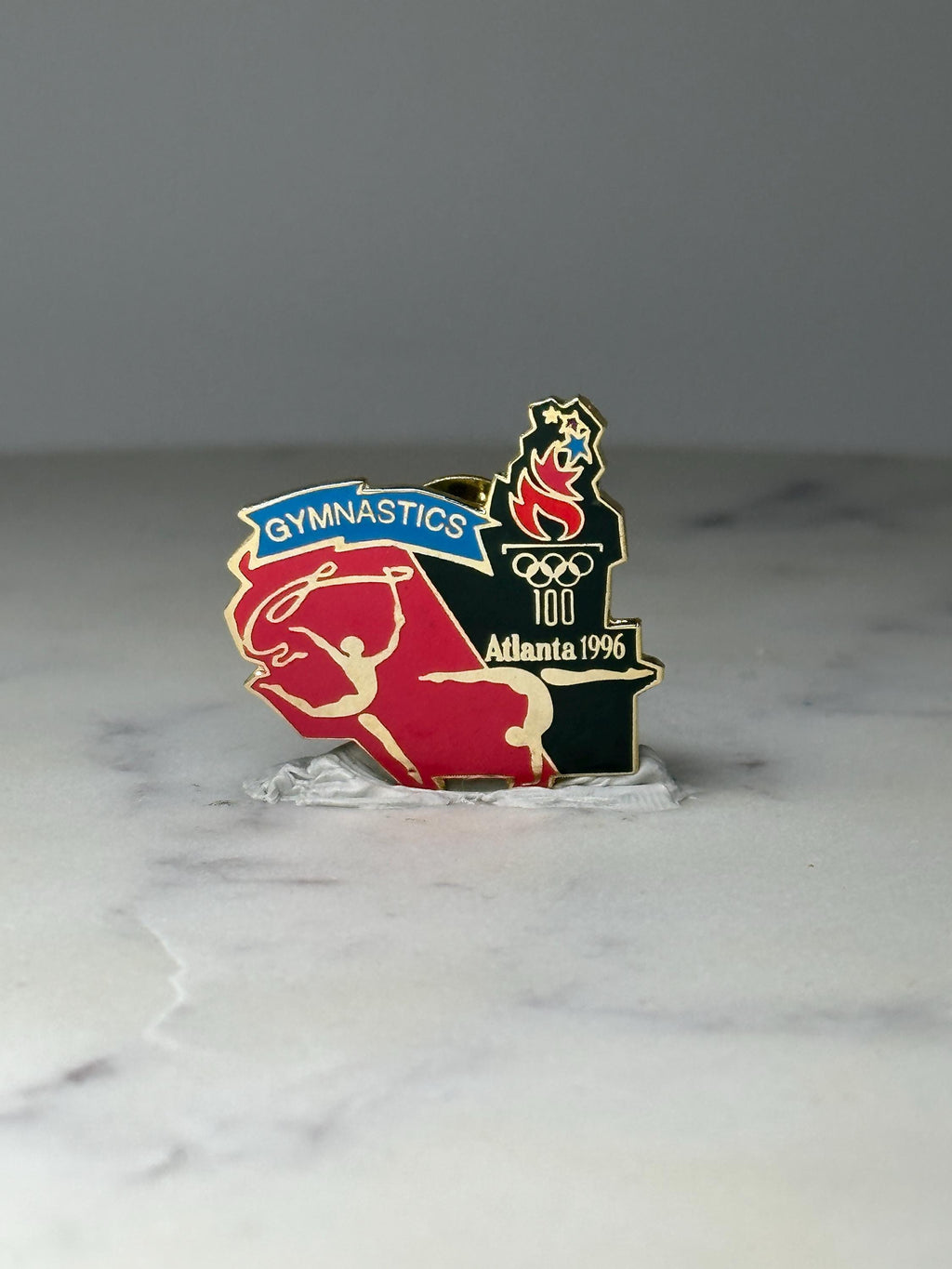 Vintage Gymnastics Olympic Pin: Red & Gold Enamel - Atlanta 1996 Accessory