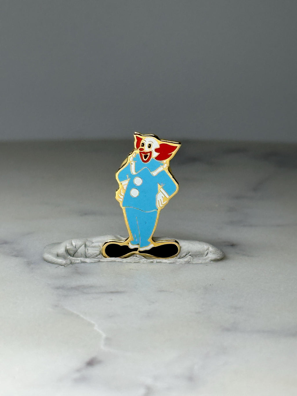 Vintage Clown Character Enamel Pin: Gold Tone - Circus Theme Accessory