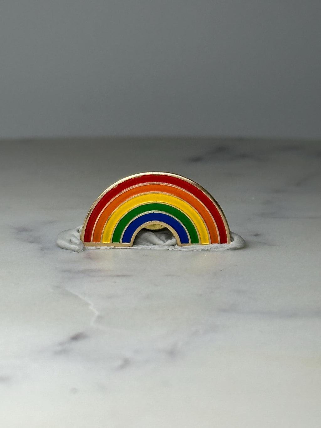 Vintage Rainbow Enamel Lapel Pin: Gold Tone - Retro Pride Accessory