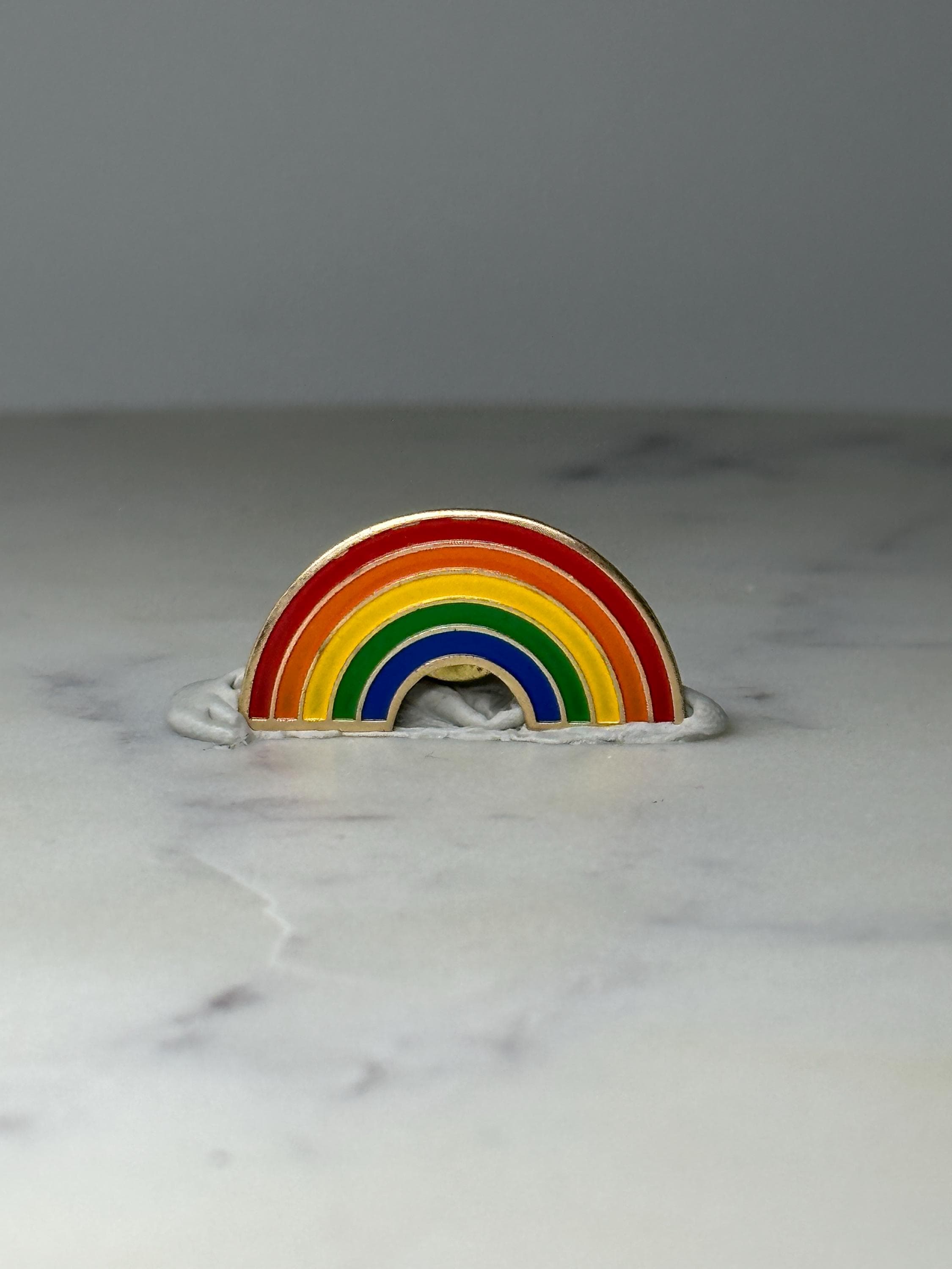Vintage Rainbow Enamel Lapel Pin: Gold Tone - Retro Pride Accessory