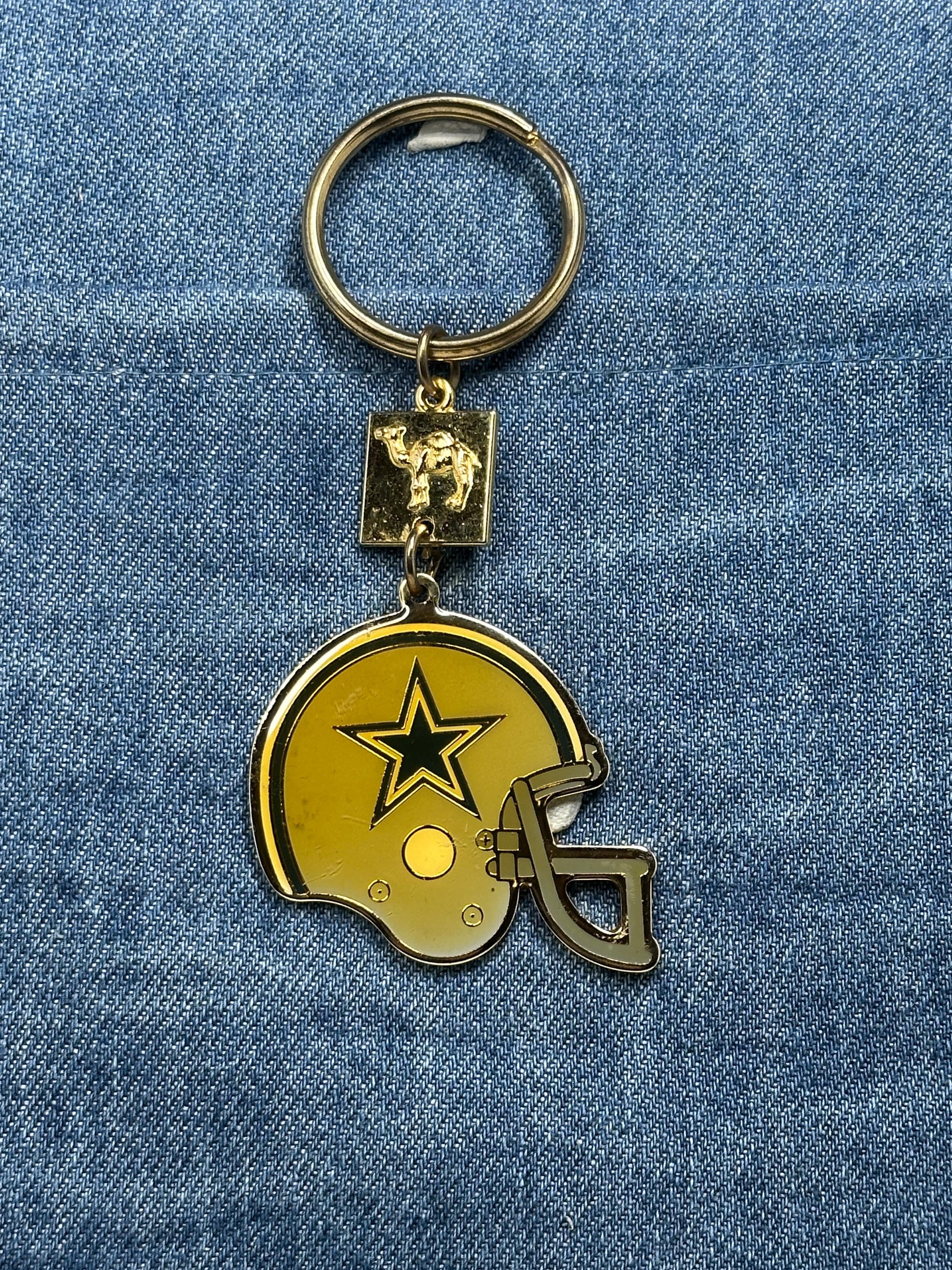 Dallas Cowboys Helmet Keychain: Vintage Camel Cigarettes Promo Football Key Ring