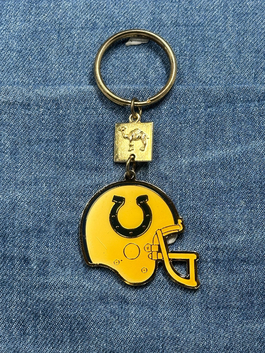 Indianapolis Colts Helmet Keychain: Vintage Camel Cigarettes Promo Football Key Ring