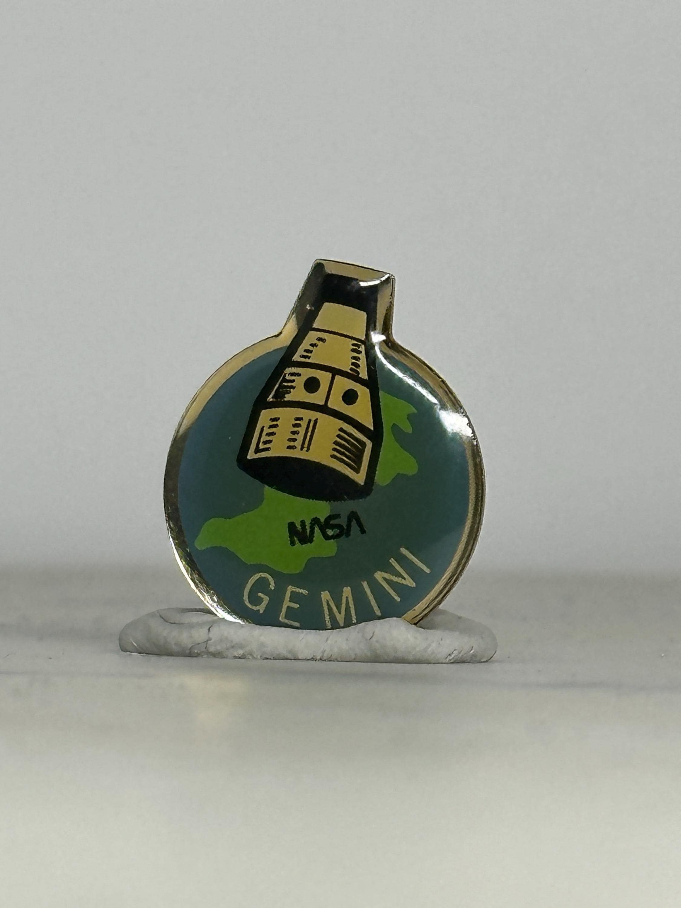 Vintage nasa gemini enamel pin: black gold  - retro space accessory