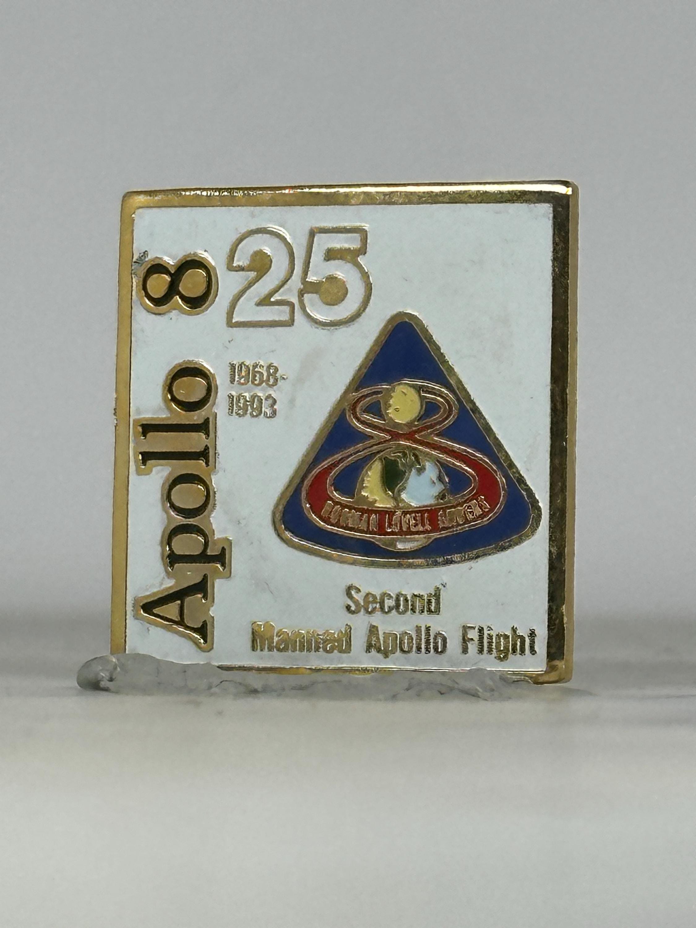 Apollo 8 25th anniversary pin: gold enamel badge - space history accessory