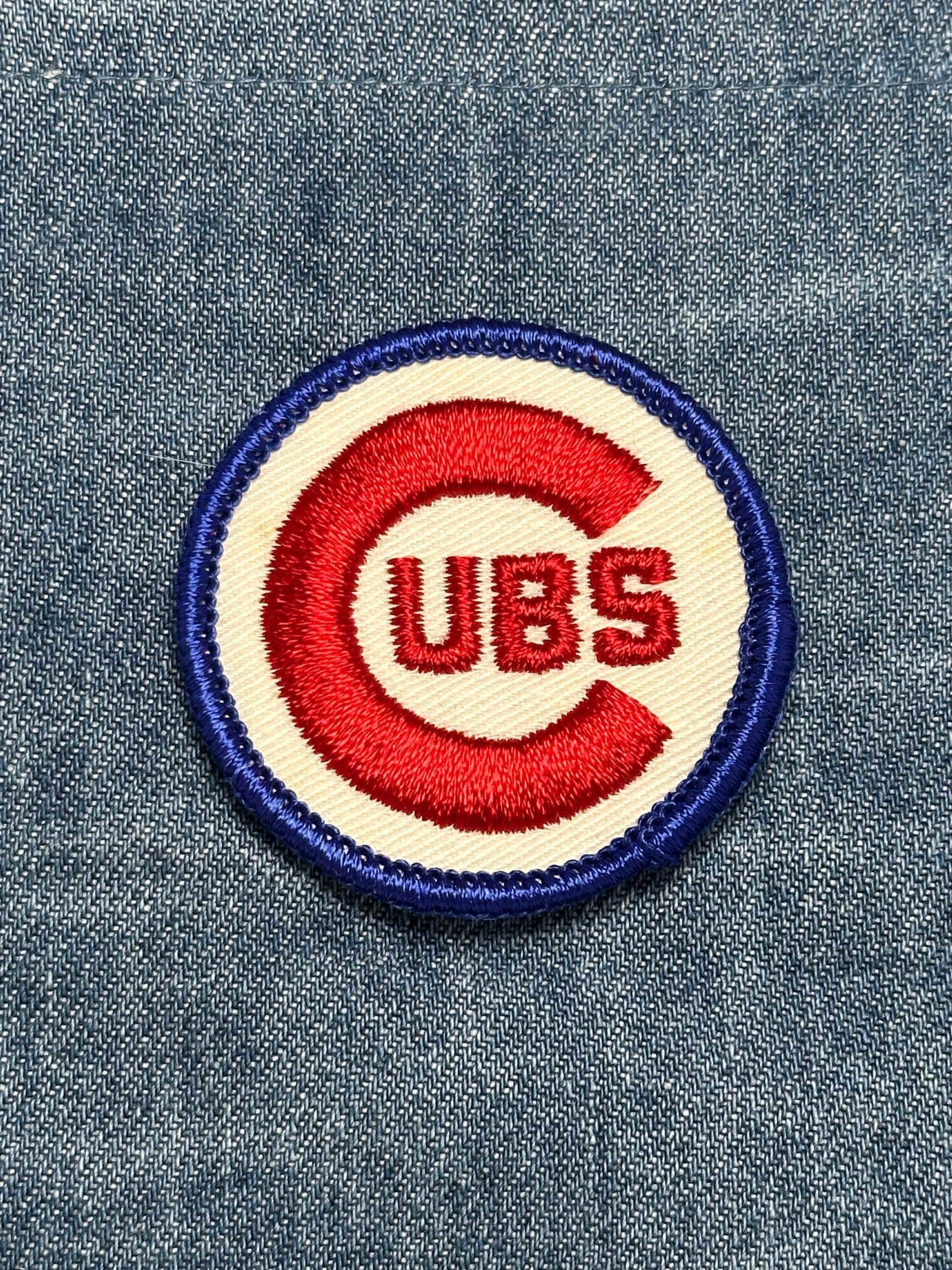 Vintage chicago cubs sew on patch: red white blue - vintage sports accessory