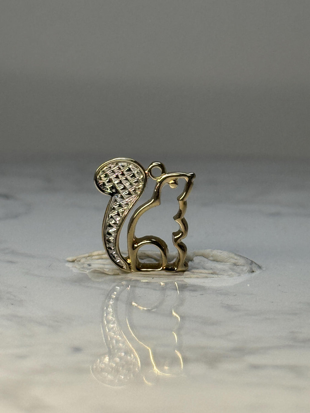 Squirrel Lapel Pin: Gold Tone Textured Tail - Woodland Accessory