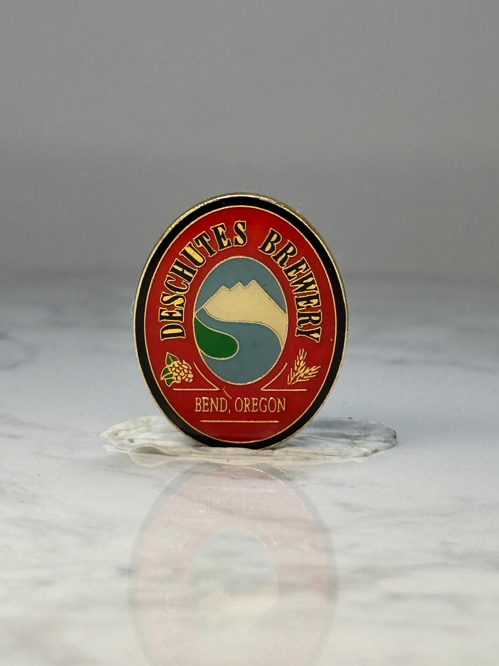 Vintage Deschutes Brewery Enamel Pin: Red Gold - Beer Accessory
