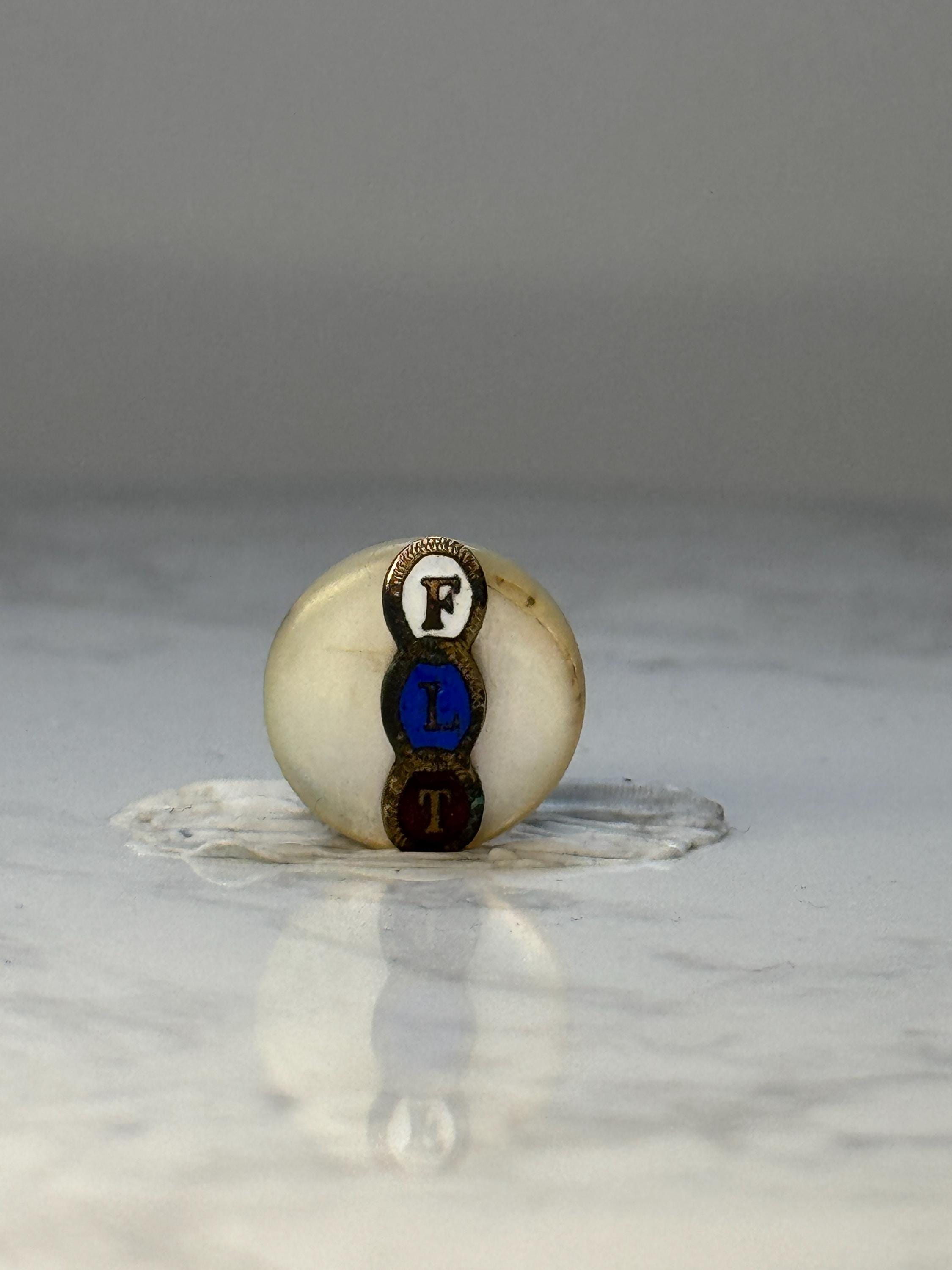 Odd Fellows Tie Tack IOOF FLT Vintage Fraternal Pin Pearlescent Gold Tone Lapel Pin