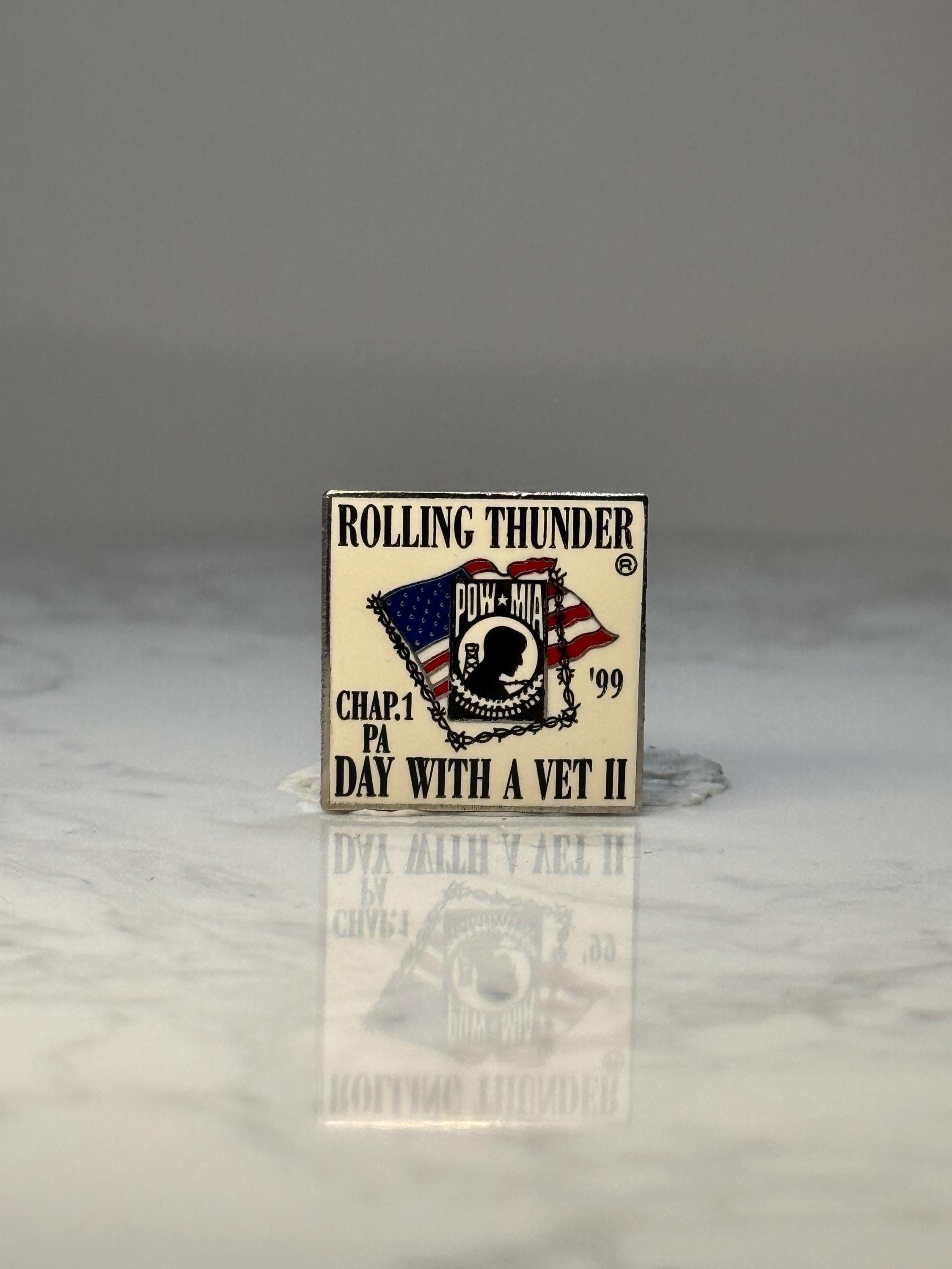 Vintage Rolling Thunder Enamel Pin: Patriotic - 1999 Event Accessory