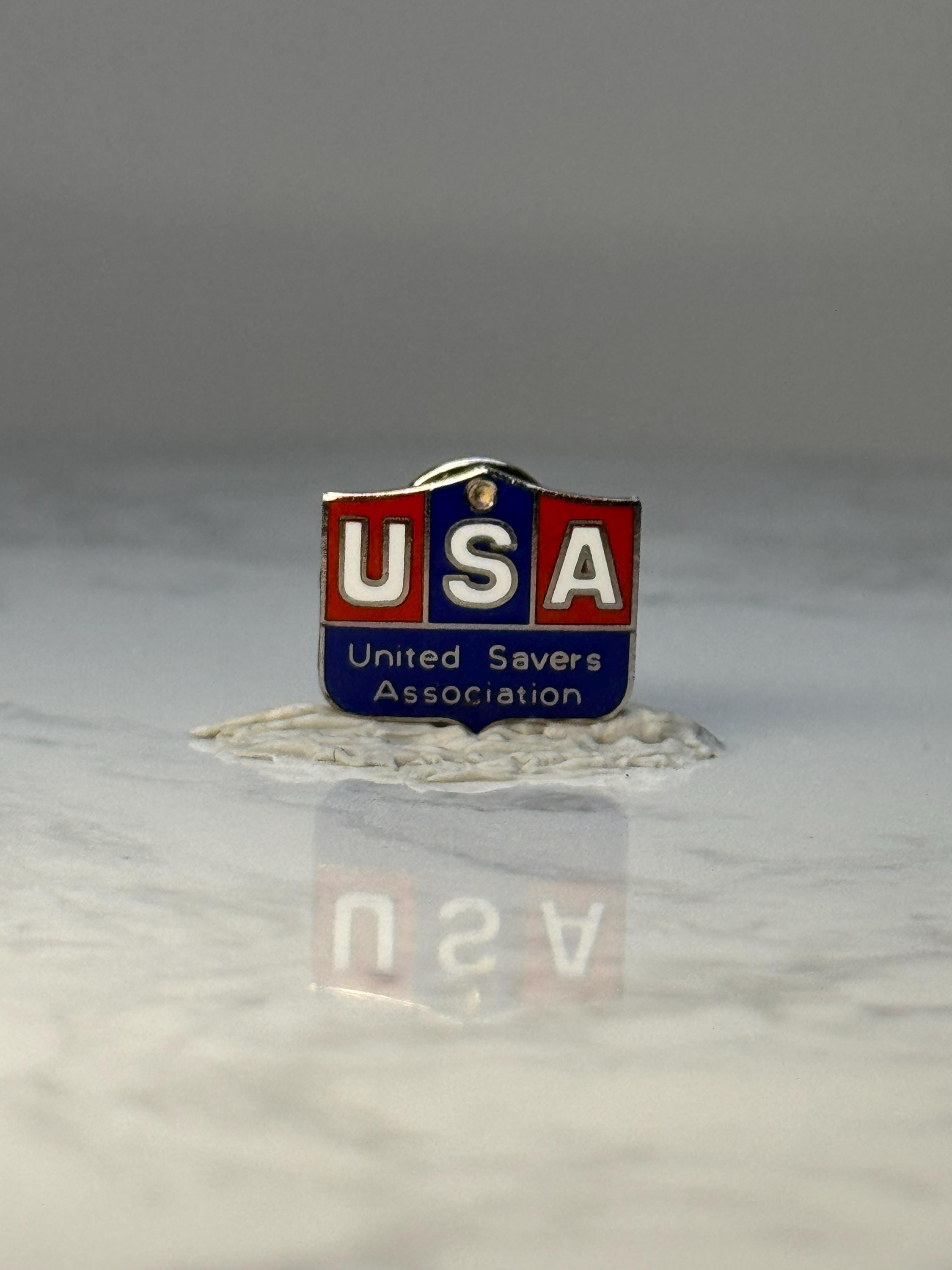 Vintage USA United Savers Association Pin: Red White Blue Enamel - Patriotic Accessory