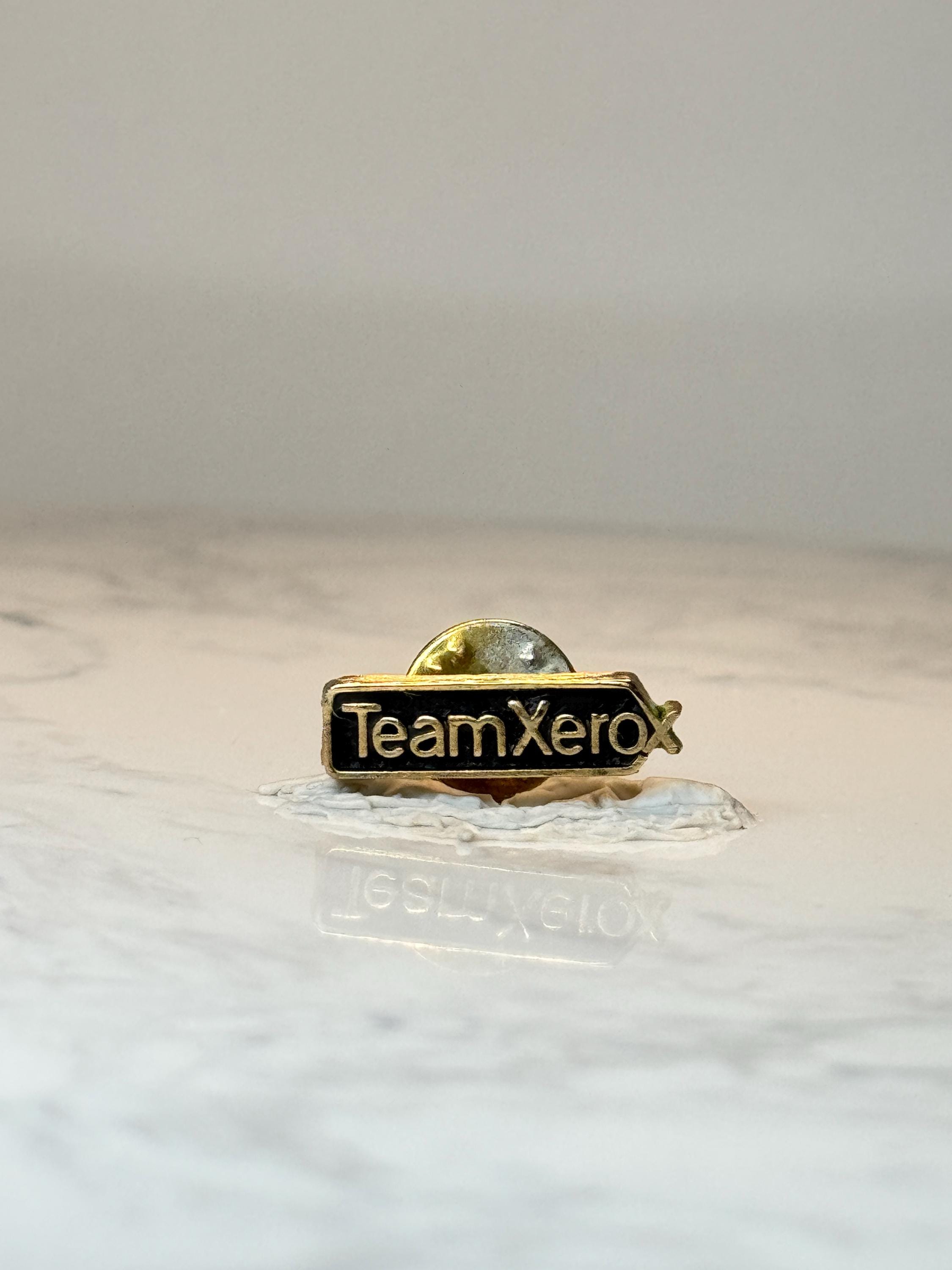 Vintage Team Xerox Enamel Lapel Pin: Black Gold - Corporate Accessory