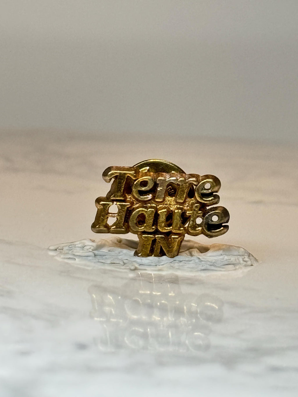 Vintage Terre Haute IN Lapel Pin: Gold Tone - City Souvenir Accessory