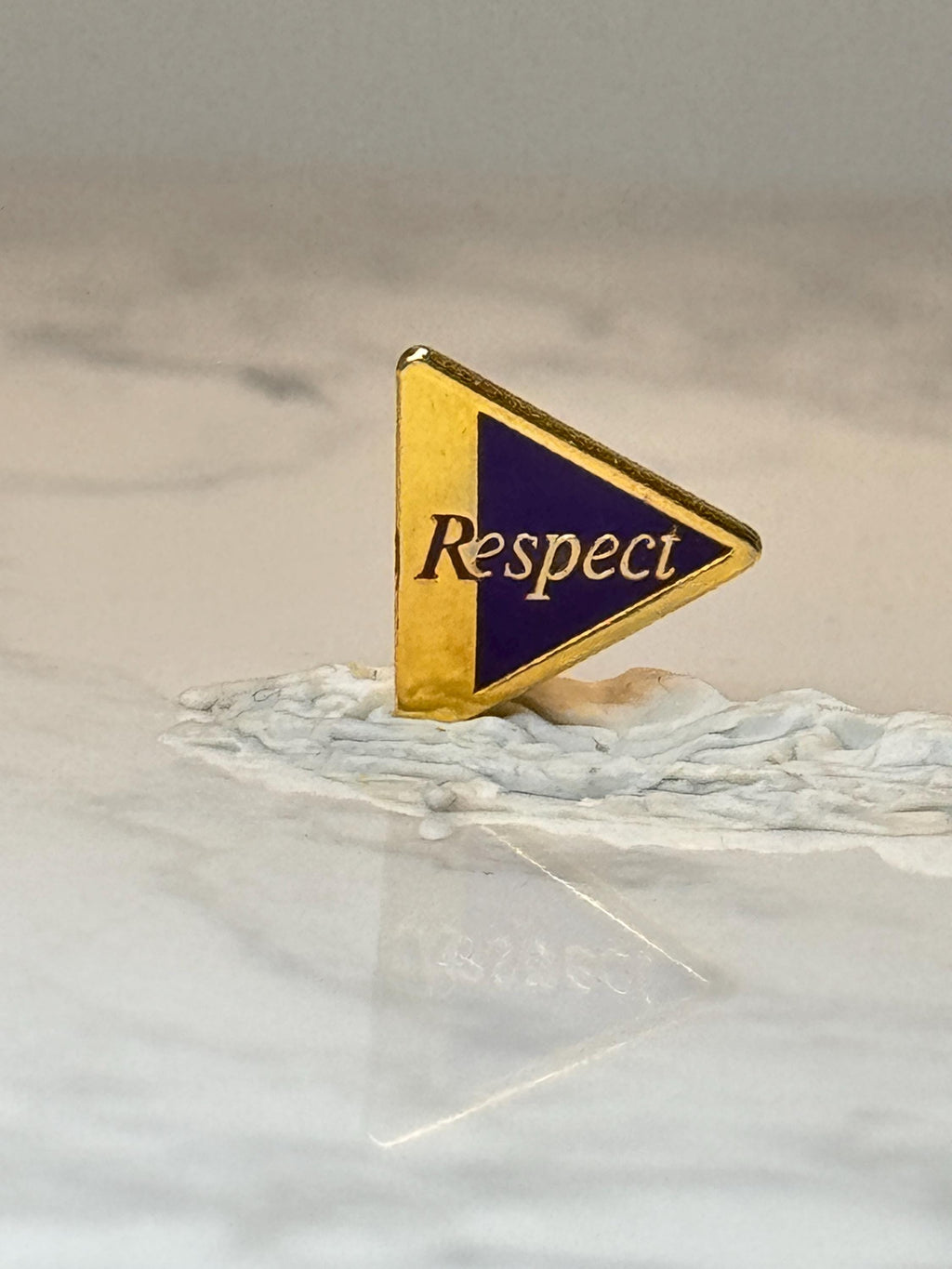 Vintage Respect Triangle Enamel Pin: Gold Tone Purple - 1990s Accessory