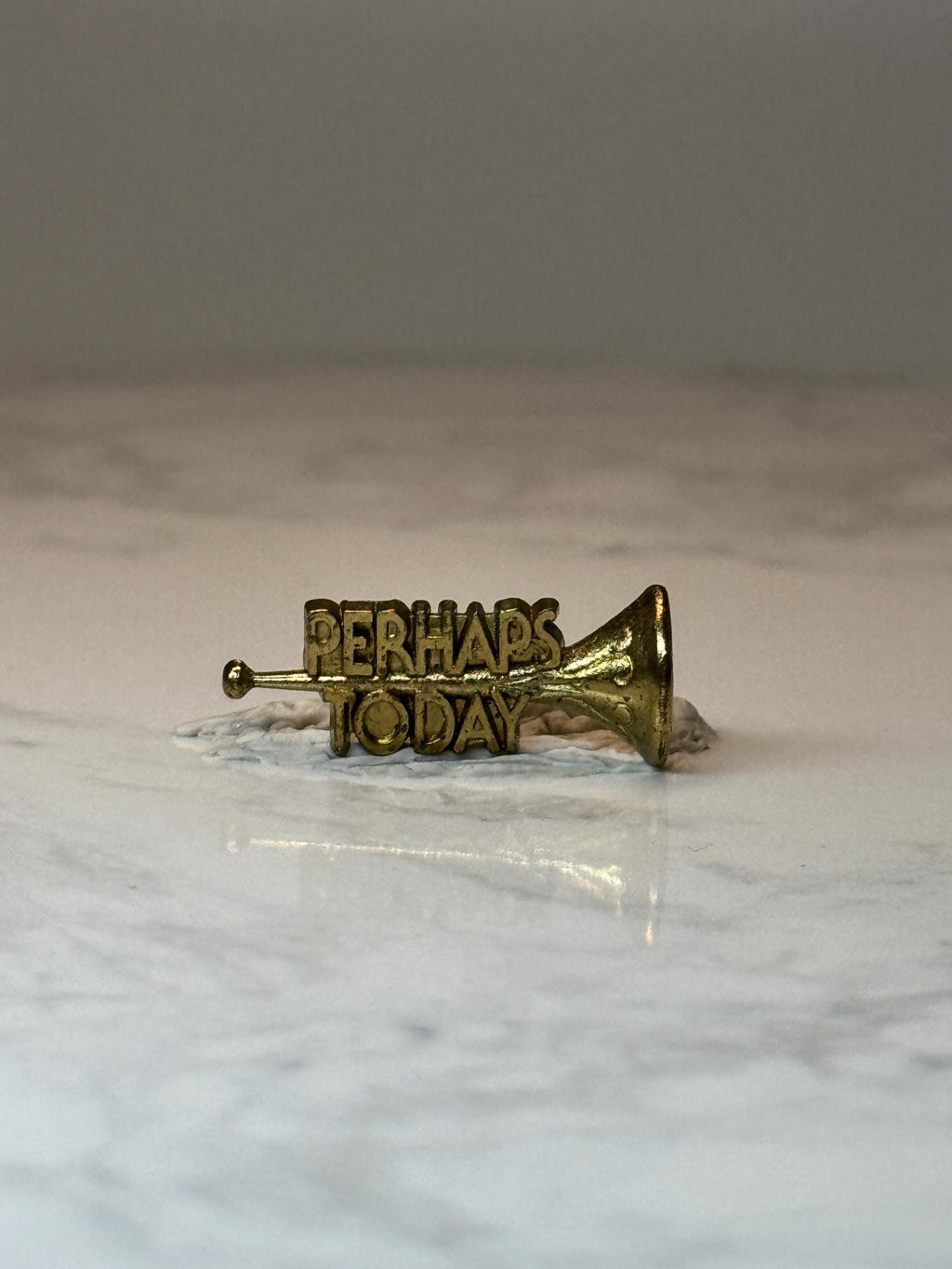 Vintage Perhaps Today Trumpet Pin: Gold Tone - Motivational Accessory