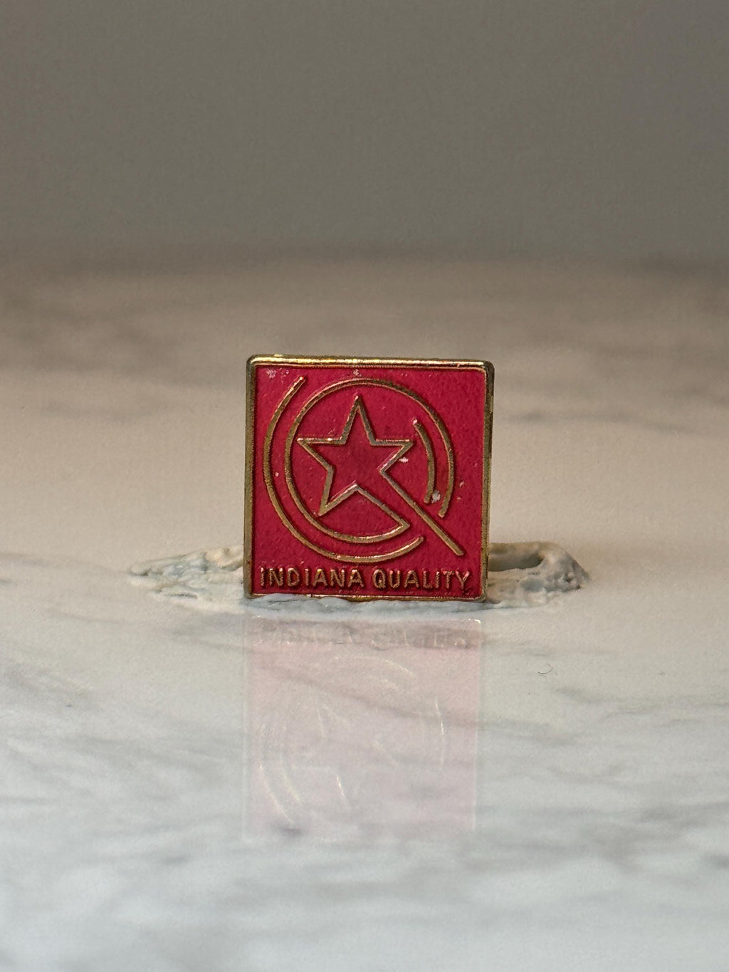 Vintage Indiana Quality Enamel Pin: Red Gold Tone - 1980s Promo Accessory