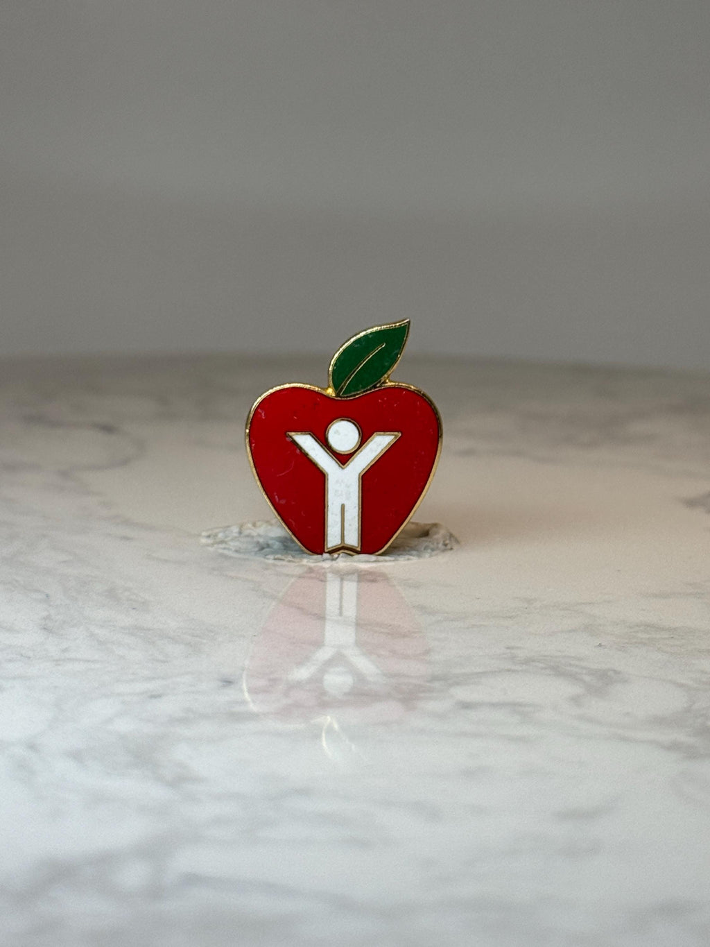 Vintage Apple Teacher Lapel Pin: Red Enamel - School Accessory