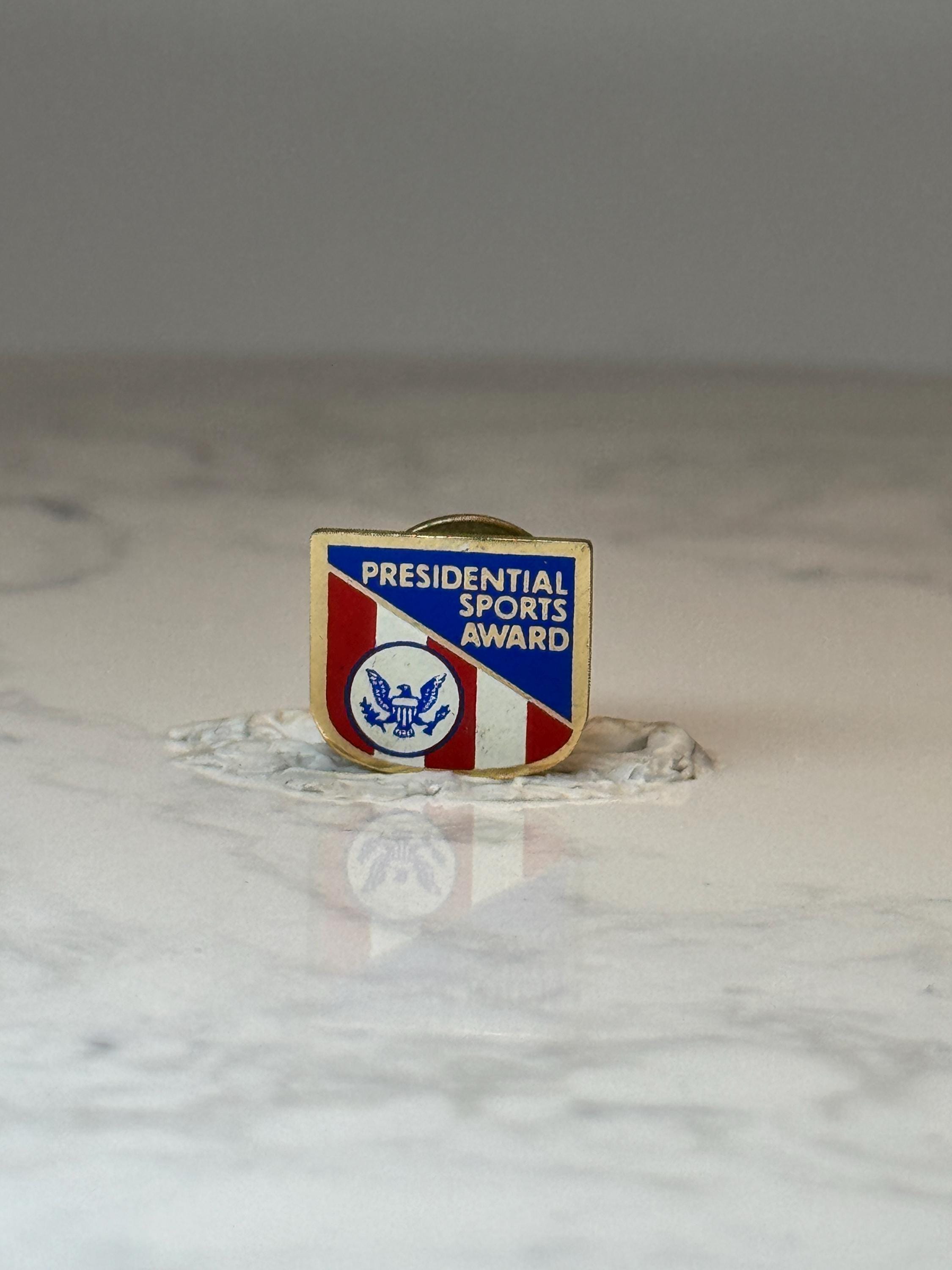 Vintage Presidential Sports Award Pin: Red White Blue Enamel - Patriotic Accessory