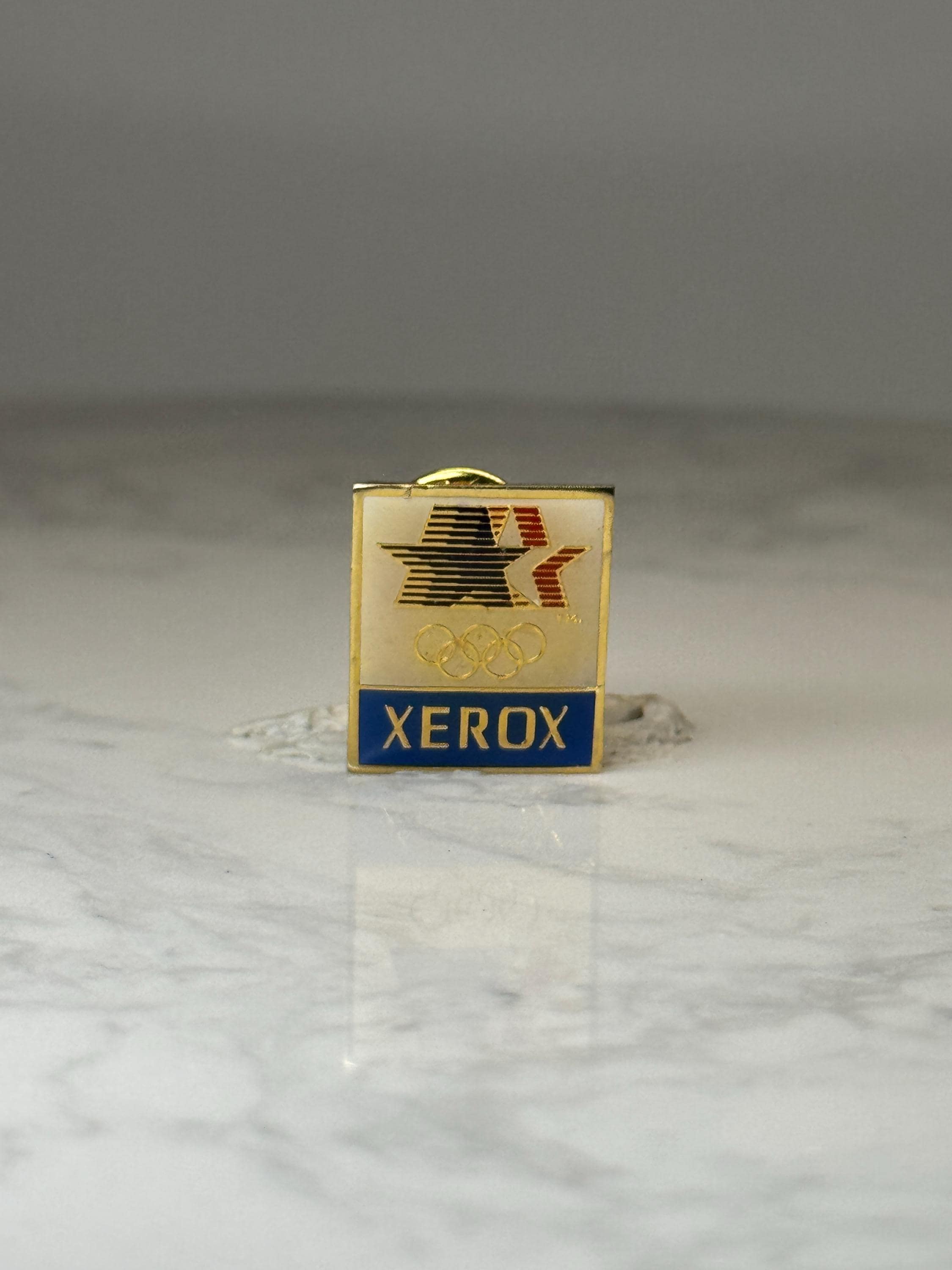 Vintage Xerox Olympic Sponsor Lapel Pin: Gold Enamel - 1980s Corporate Accessory