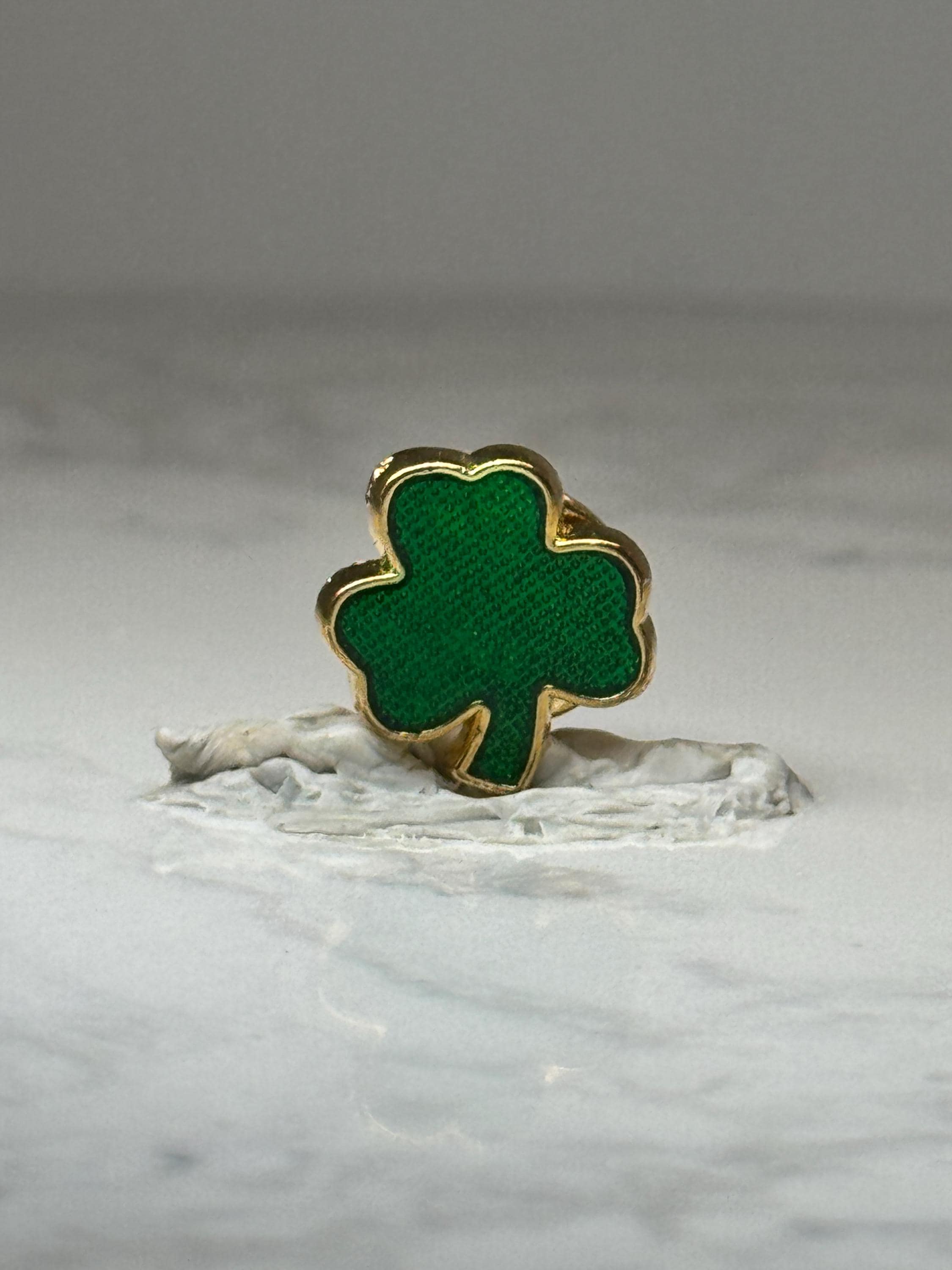 Vintage Shamrock Lapel Pin: Green Enamel Gold Tone - Irish Accessory