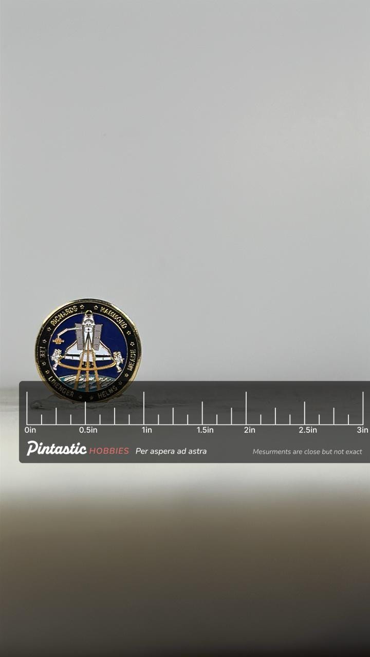 Nasa space shuttle sts-64 mission pin - richards, hammond, lee, linenger, helms, meade crew - nasa accessory with ruler overl