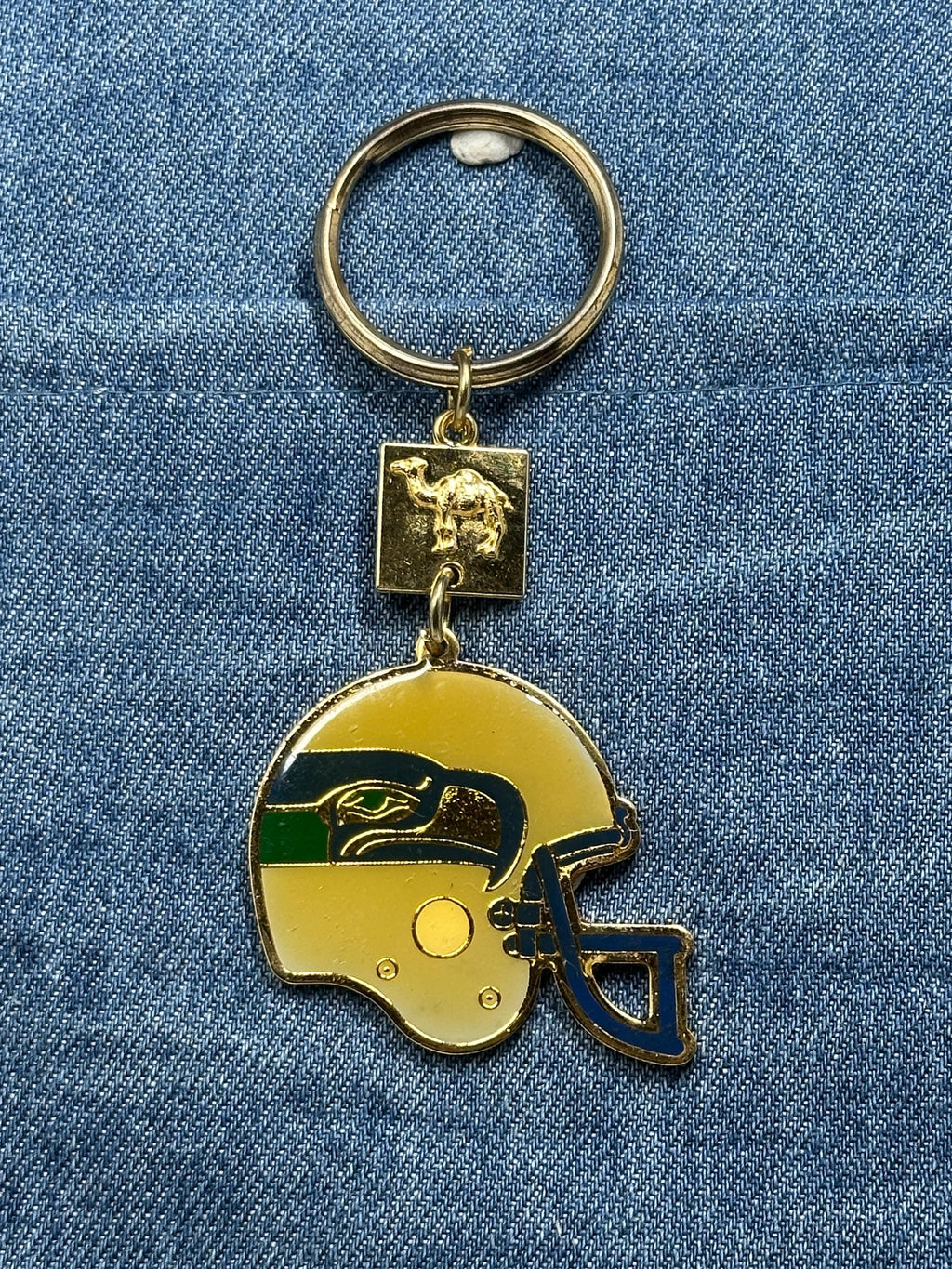 Seattle Seahawks Helmet Keychain: Vintage Camel Cigarettes Promo Football Key Ring