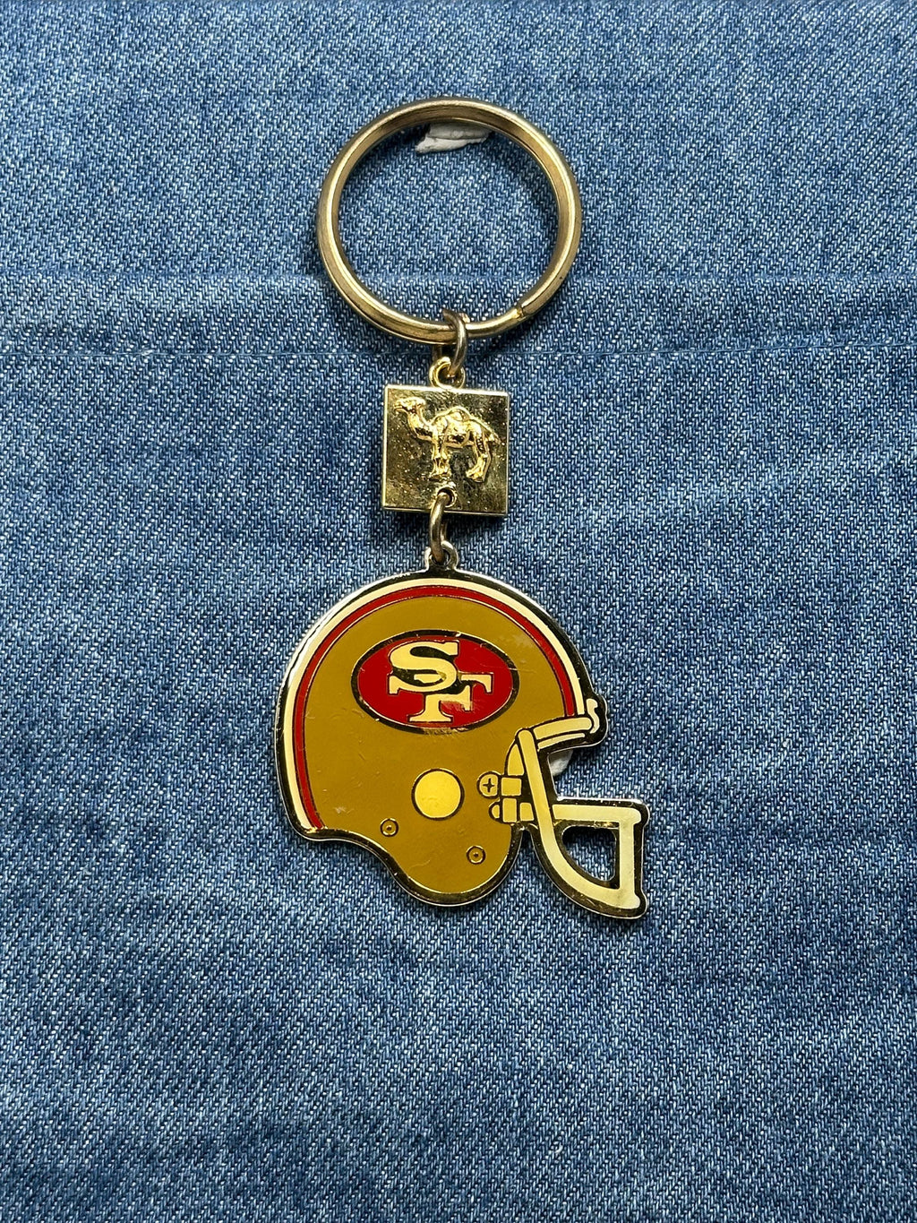 San Francisco 49ers Helmet Keychain: Vintage Camel Cigarettes Promo Football Key Ring