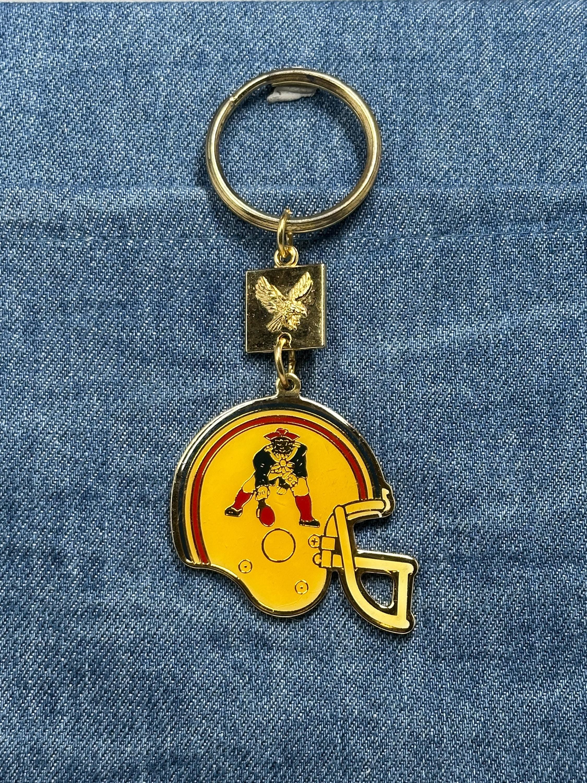 New England Patriots Helmet Keychain: Vintage Winston Cigarettes Promo Football Key Ring