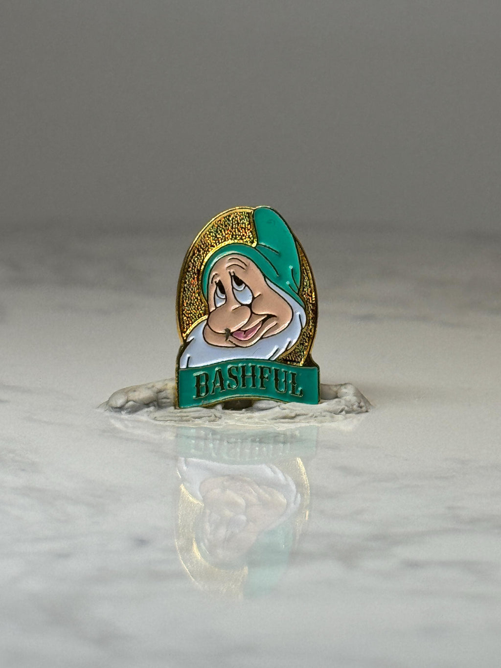 Vintage Disney Bashful Enamel Pin: Gold Tone-1990s Character Accessory