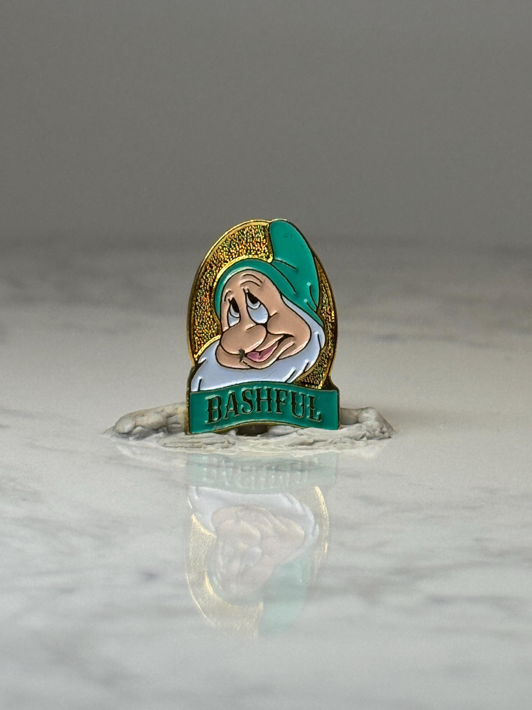 Vintage Disney Bashful Enamel Pin: Gold Tone-1990s Character Accessory