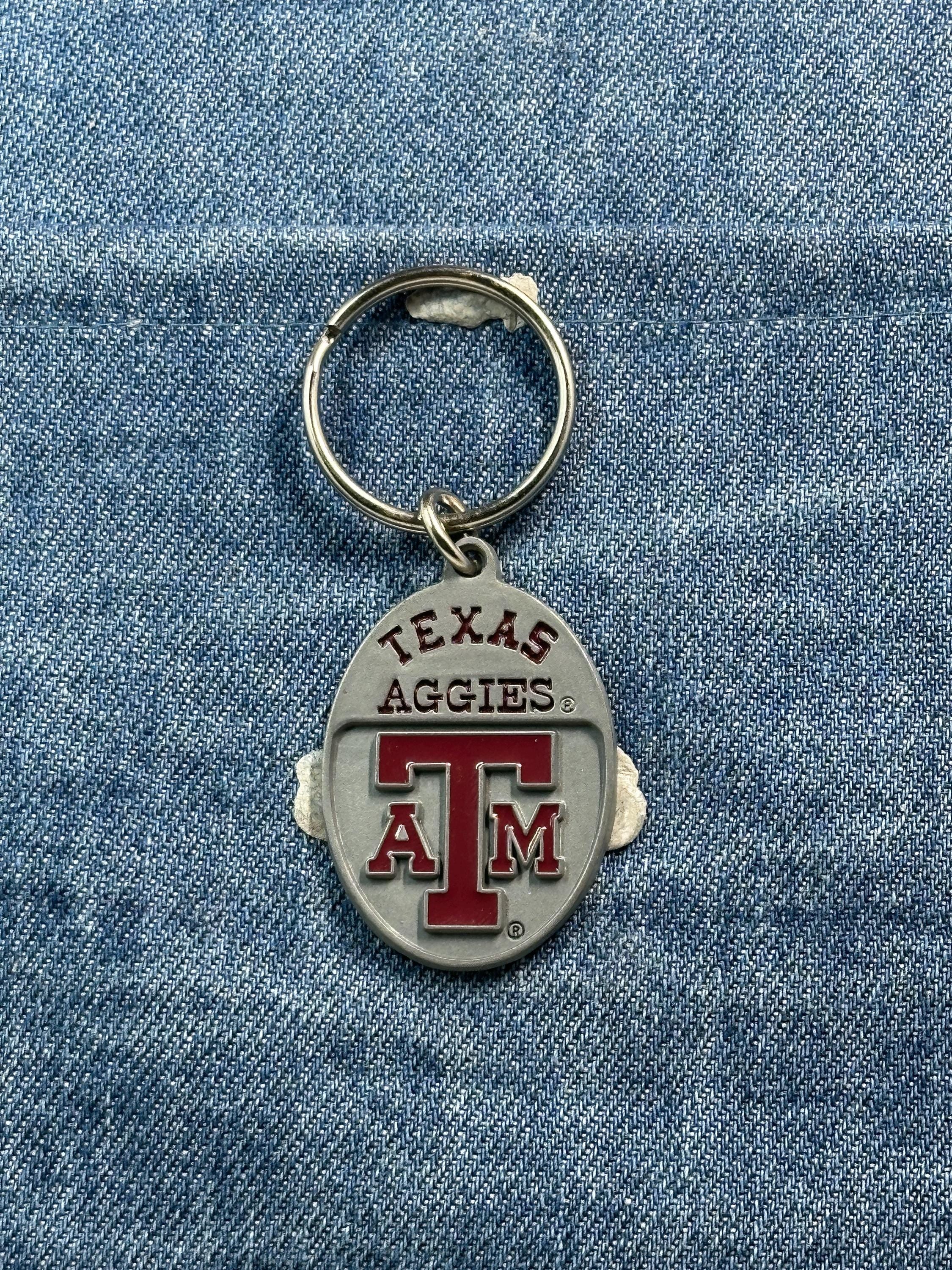 Vintage Texas Aggies Keychain: Metal & Enamel - College Accessory