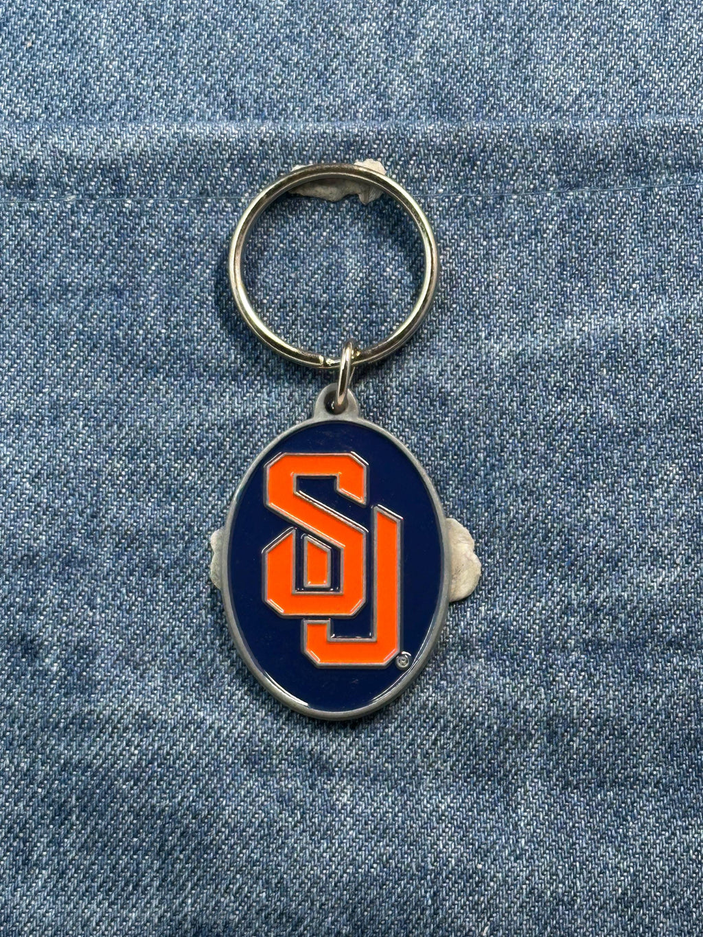 Syracuse University Keychain Orange SU Logo Blue Oval Key Ring NCAA College