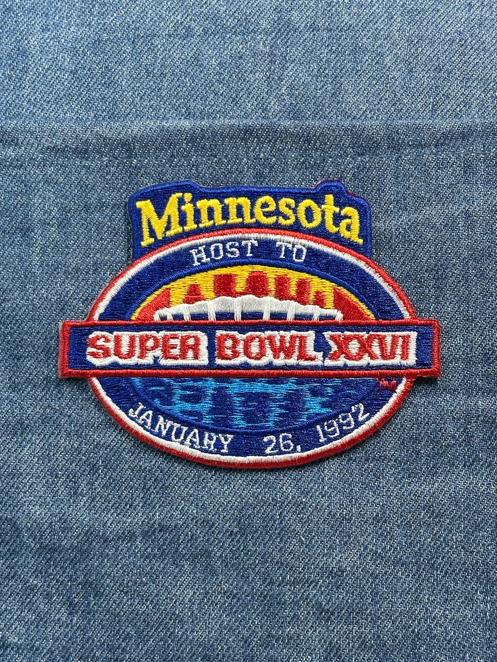 Minnesota Super Bowl XXVI Patch: Red Blue Vintage - 1992 NFL Accessory