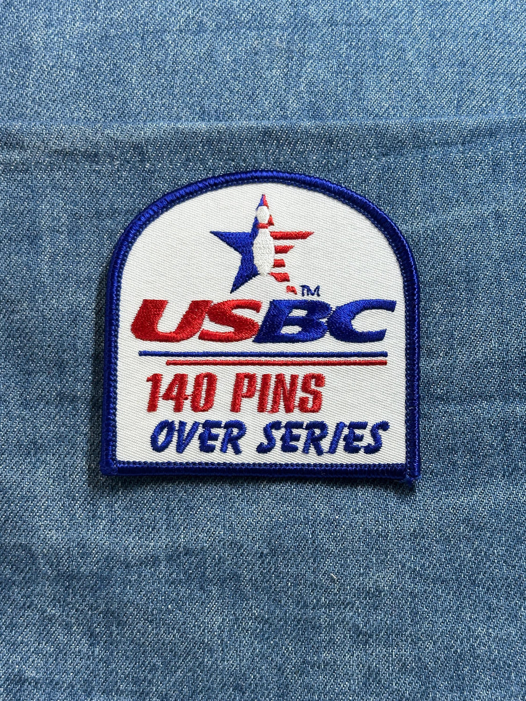 USBC 140 Pins Over Series Patch: Red White Blue - Bowling Award Accessory