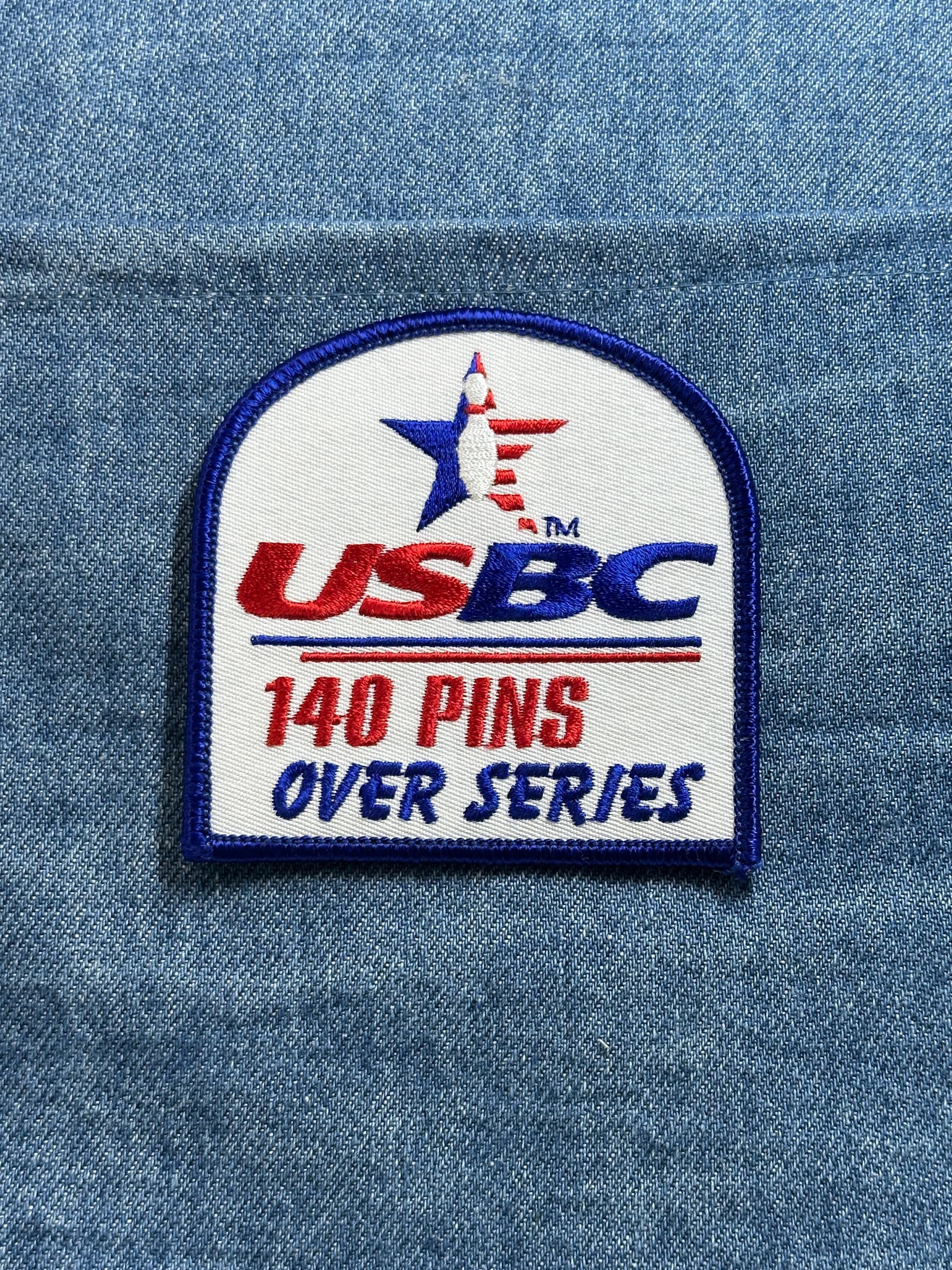 USBC 140 Pins Over Series Patch: Red White Blue - Bowling Award Accessory