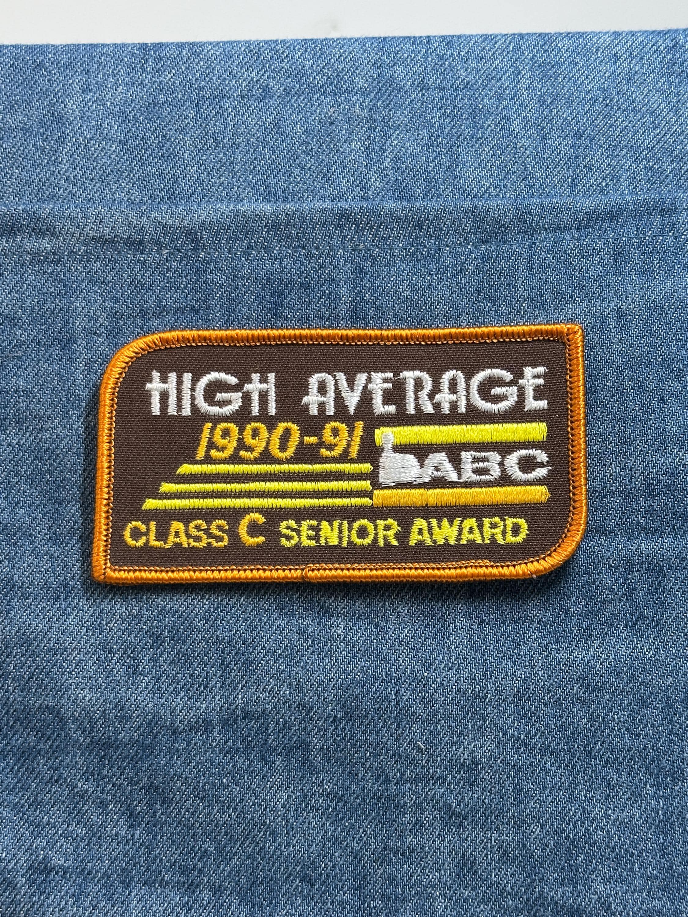 ABC Bowling Patch High Average Class C Senior Award 1990-1991 Vintage