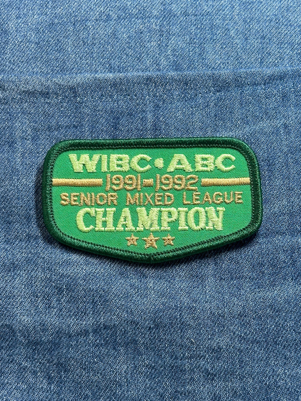 WIBC ABC Senior Mixed Champion Patch: Green Gold - 1981 Bowling Accessory