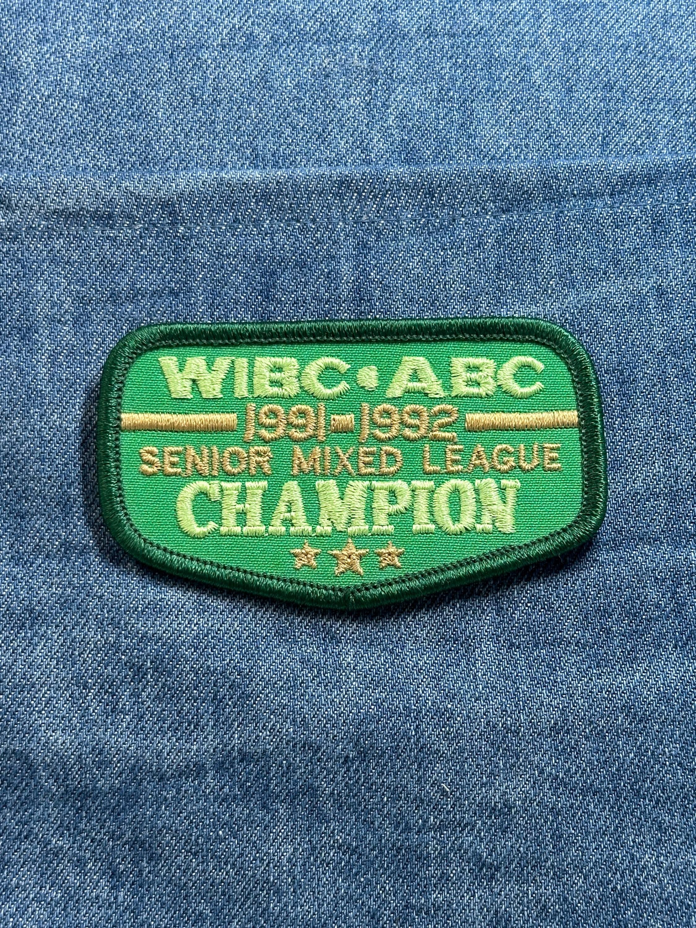 WIBC ABC Senior Mixed Champion Patch: Green Gold - 1981 Bowling Accessory