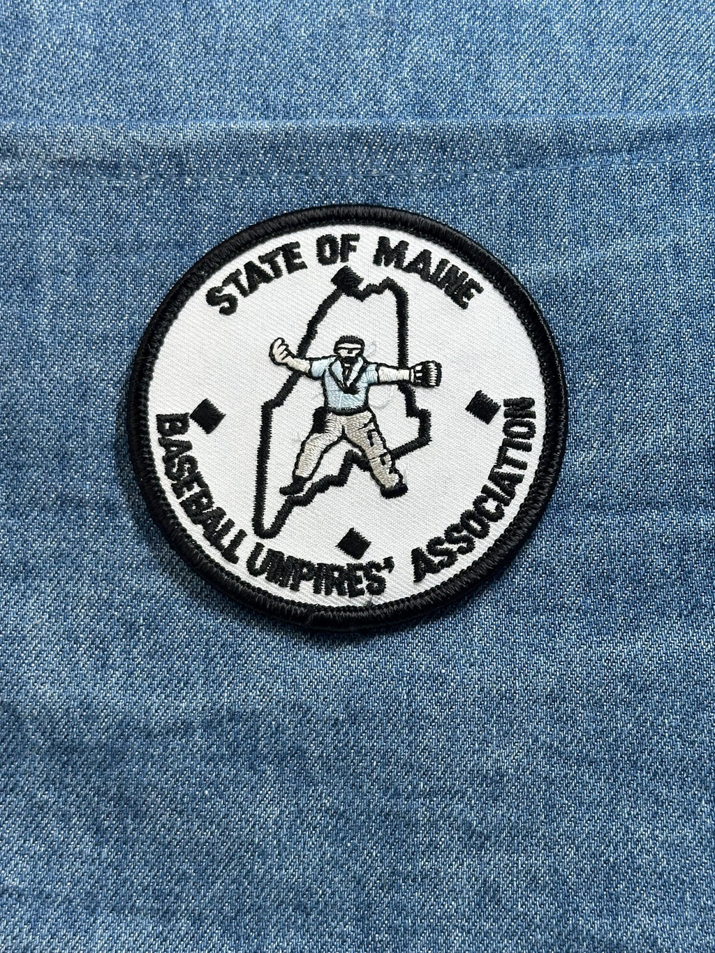 State of Maine Umpires Patch: Black White - Baseball Assoc