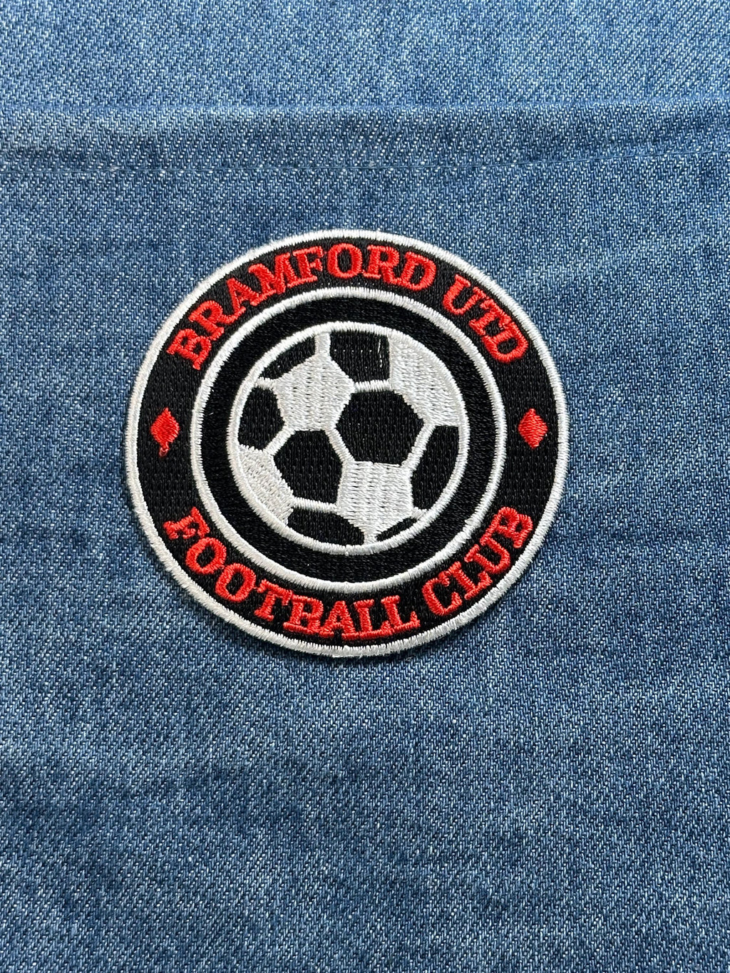 Bramford Utd Football Club Patch: Red Black Crest - Soccer Fan Accessory