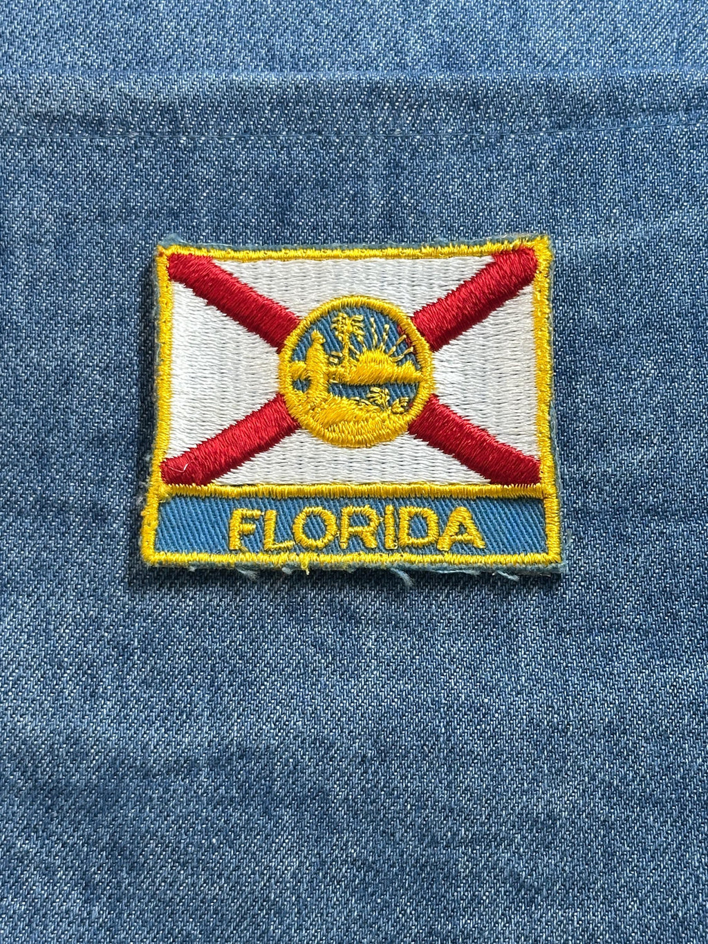 Florida State Flag Patch: Red Cross & Seal - Patriotic Accessory