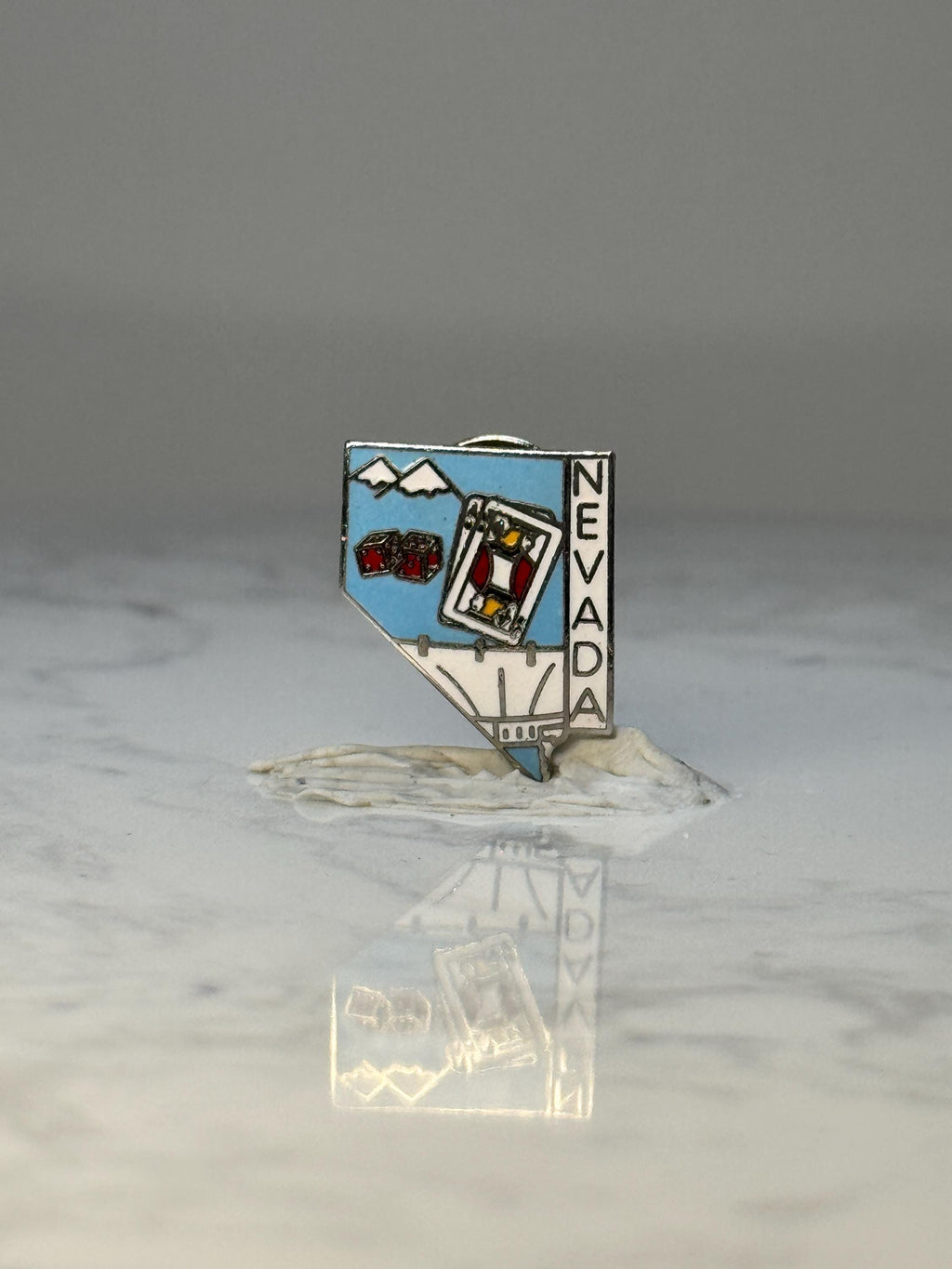 Vintage Nevada State Enamel Pin: Blue Casino Travel Accessory