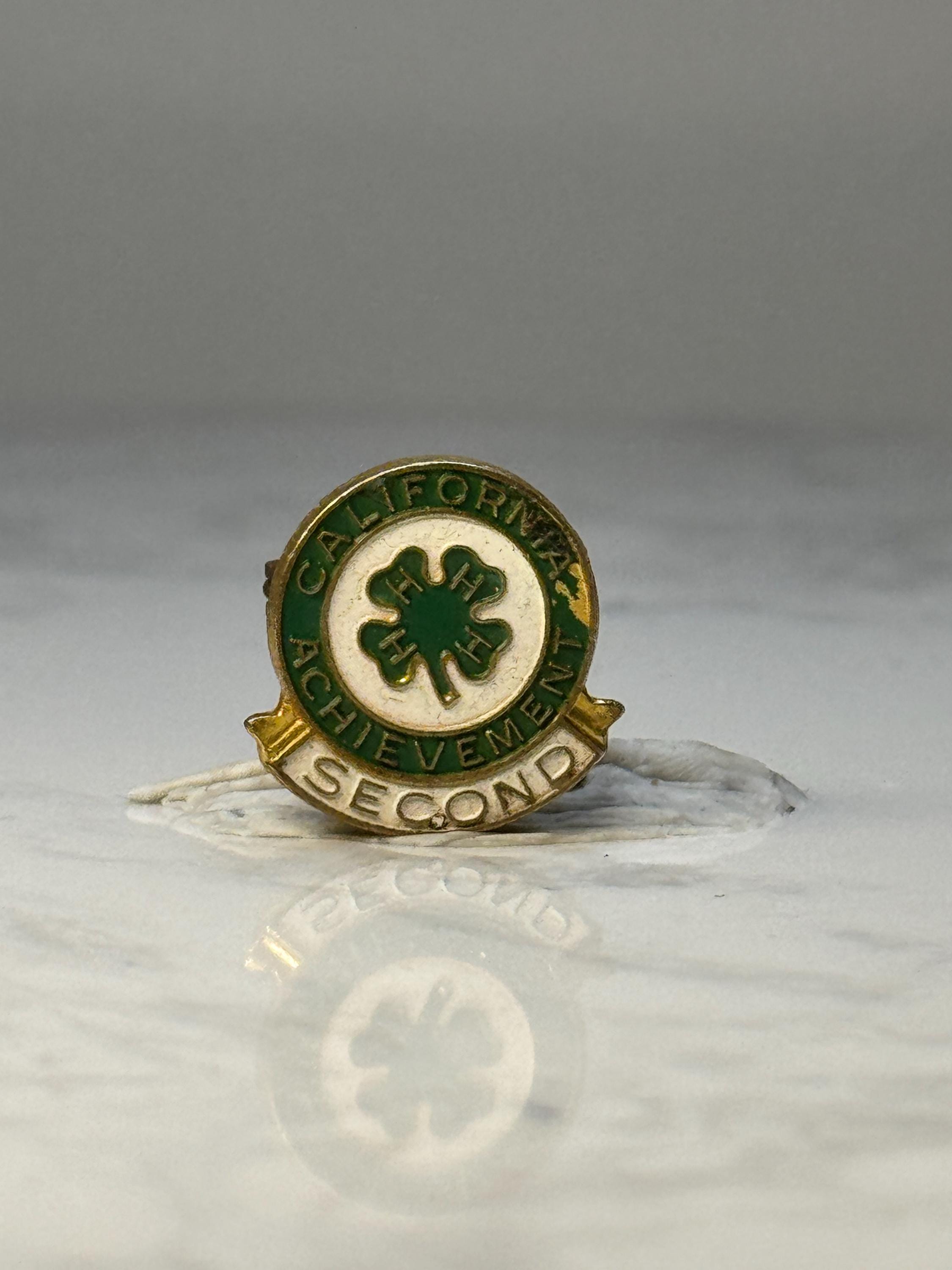 Vintage California 4-H Achievement Pin: Green Enamel - Youth Award Accessory