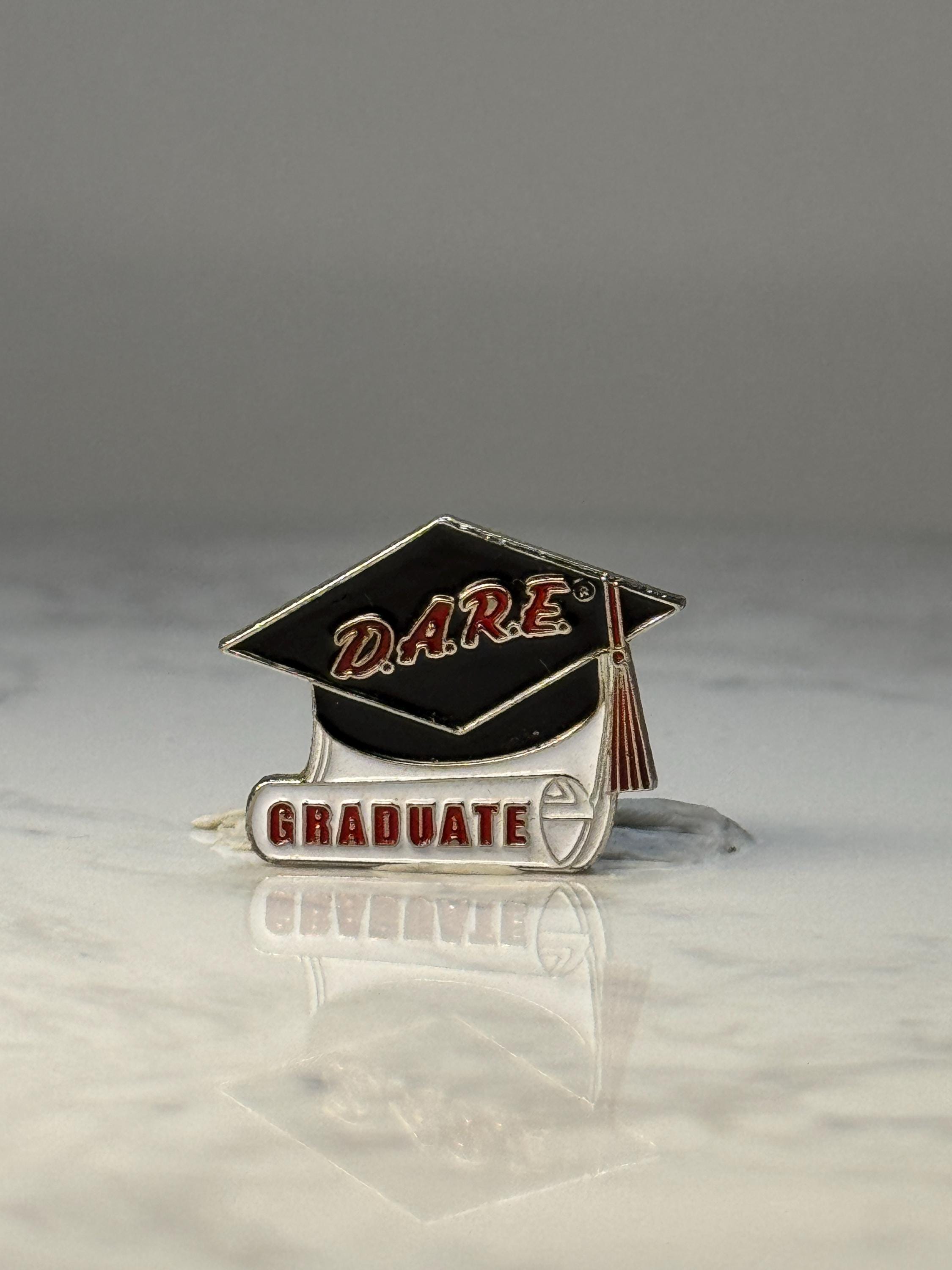 Vintage DARE Graduate Lapel Pin: Enamel Cap Design - School Accessory