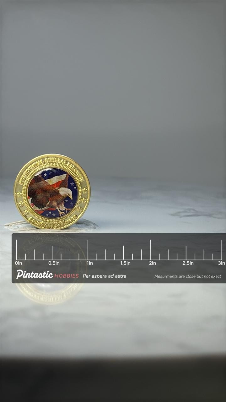 Presidential General Legion Pin County of San Diego Eagle Patriotic Enamel Lapel Pin with ruler overlay for size reference