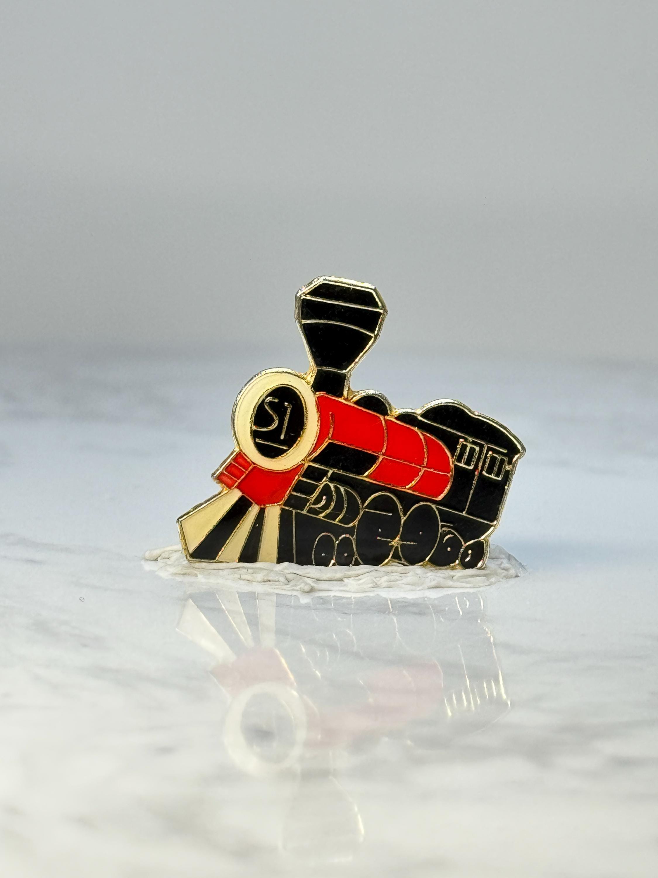 Vintage S1 Steam Locomotive Enamel Pin: Red Black Gold - Train Accessory