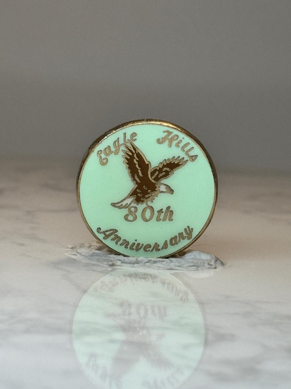 Vintage Eagle Hills Anniversary Pin: Green Enamel - 80th Theme Accessory
