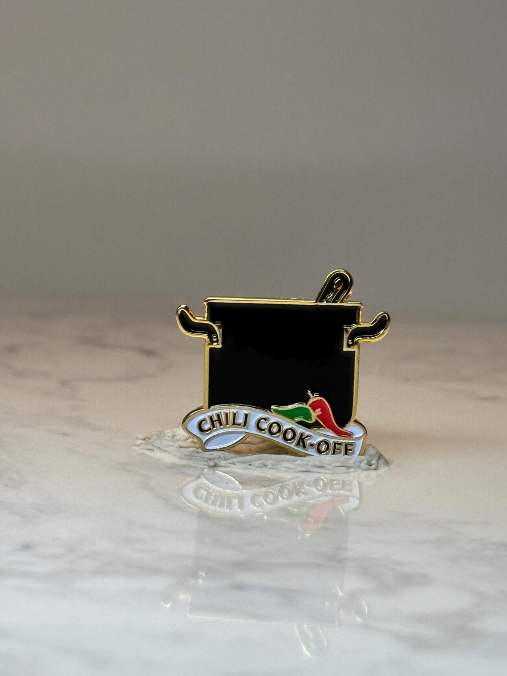 Chili Cook-Off Enamel Pin: Gold Tone - Food Festival Accessory