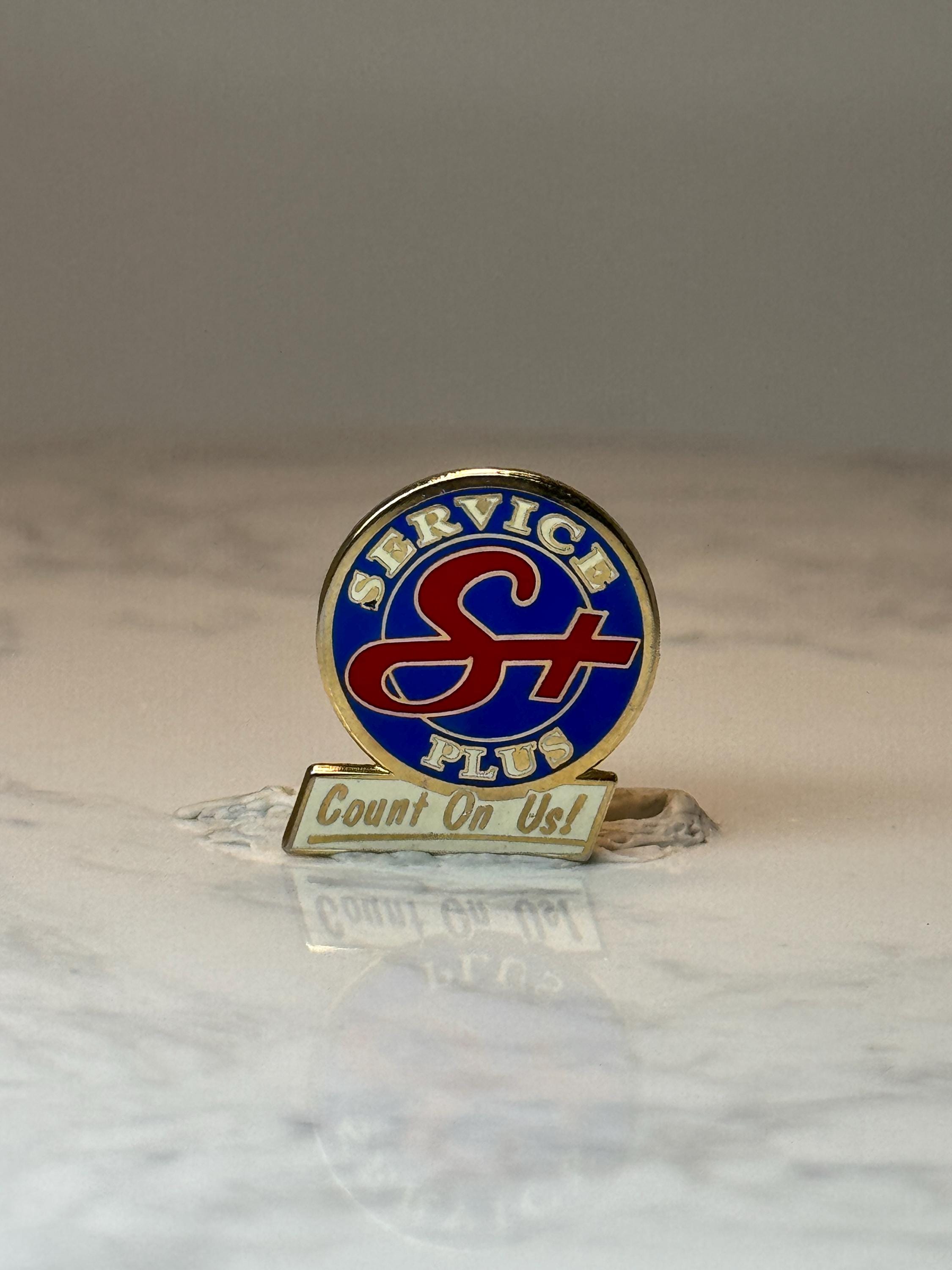 Vintage Service Plus S+ Logo Pin: Blue Red Enamel - Promo Accessory