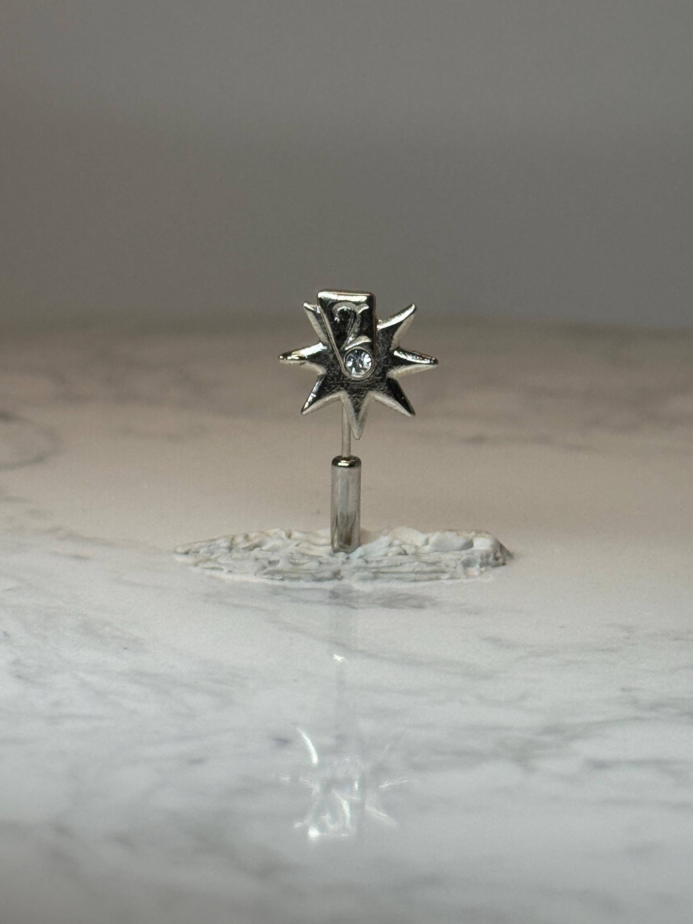 Vintage Starburst Stick Pin: Silver Tone Rhinestone - Mid Century Accessory