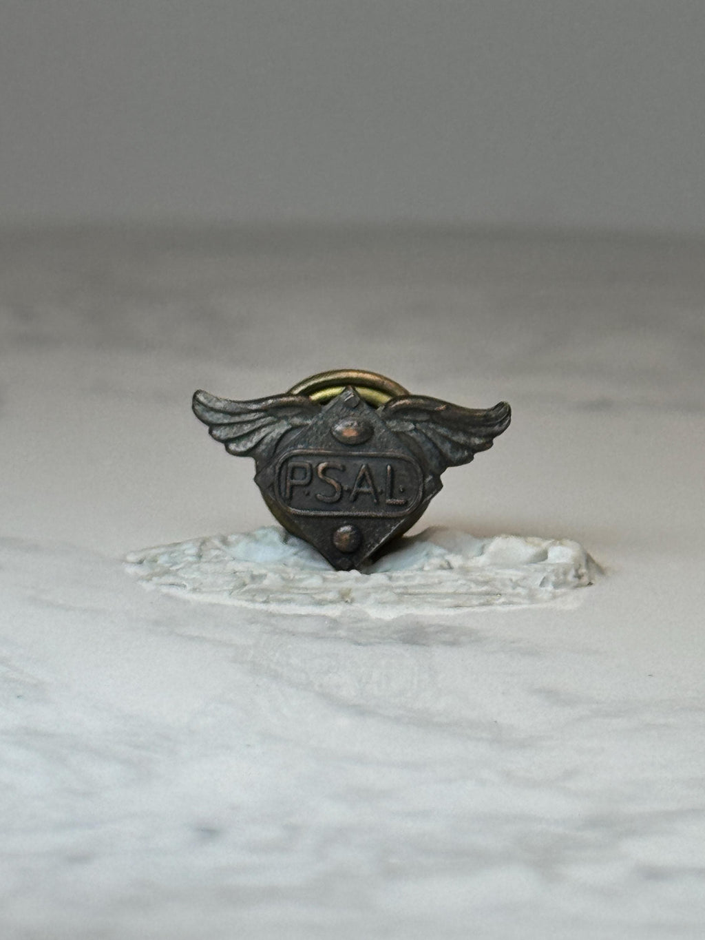 Vintage PSAL Athletic Pin: Winged Bronze Tone - School Sports Award